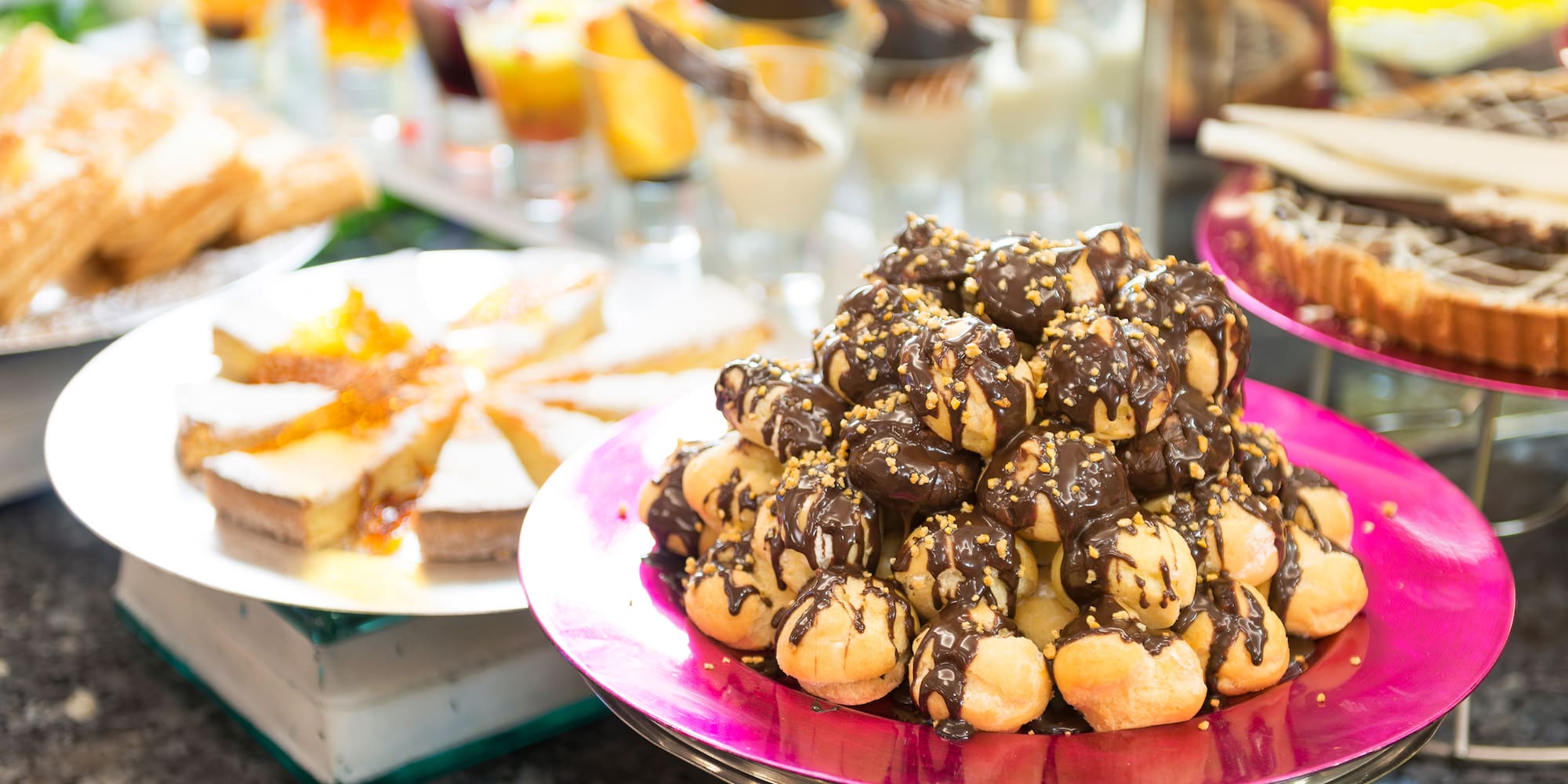 a plate of desserts on a table