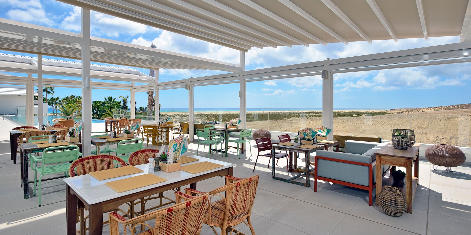 a restaurant with tables and chairs