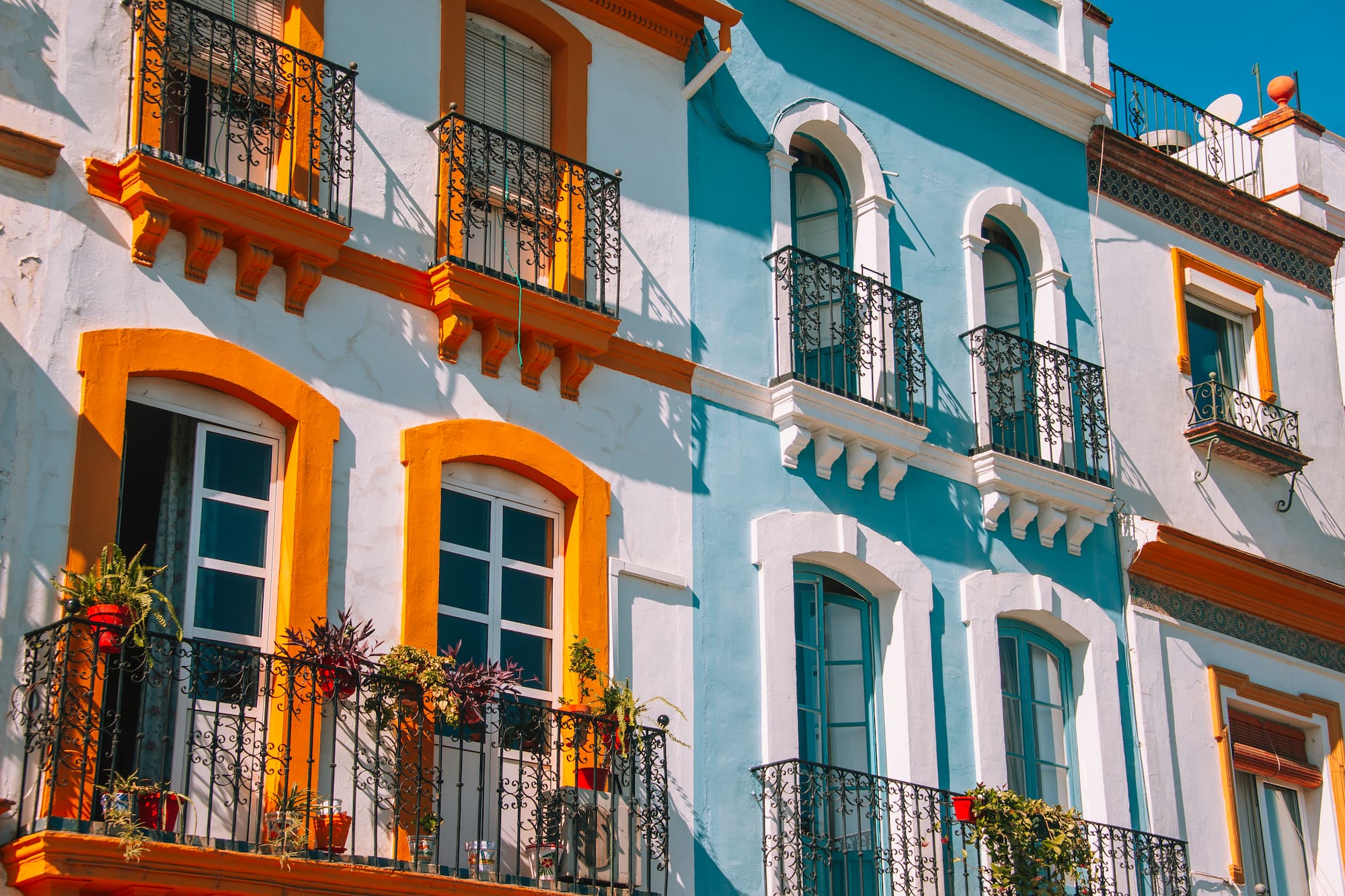 Old San Juan with many windows and balconies