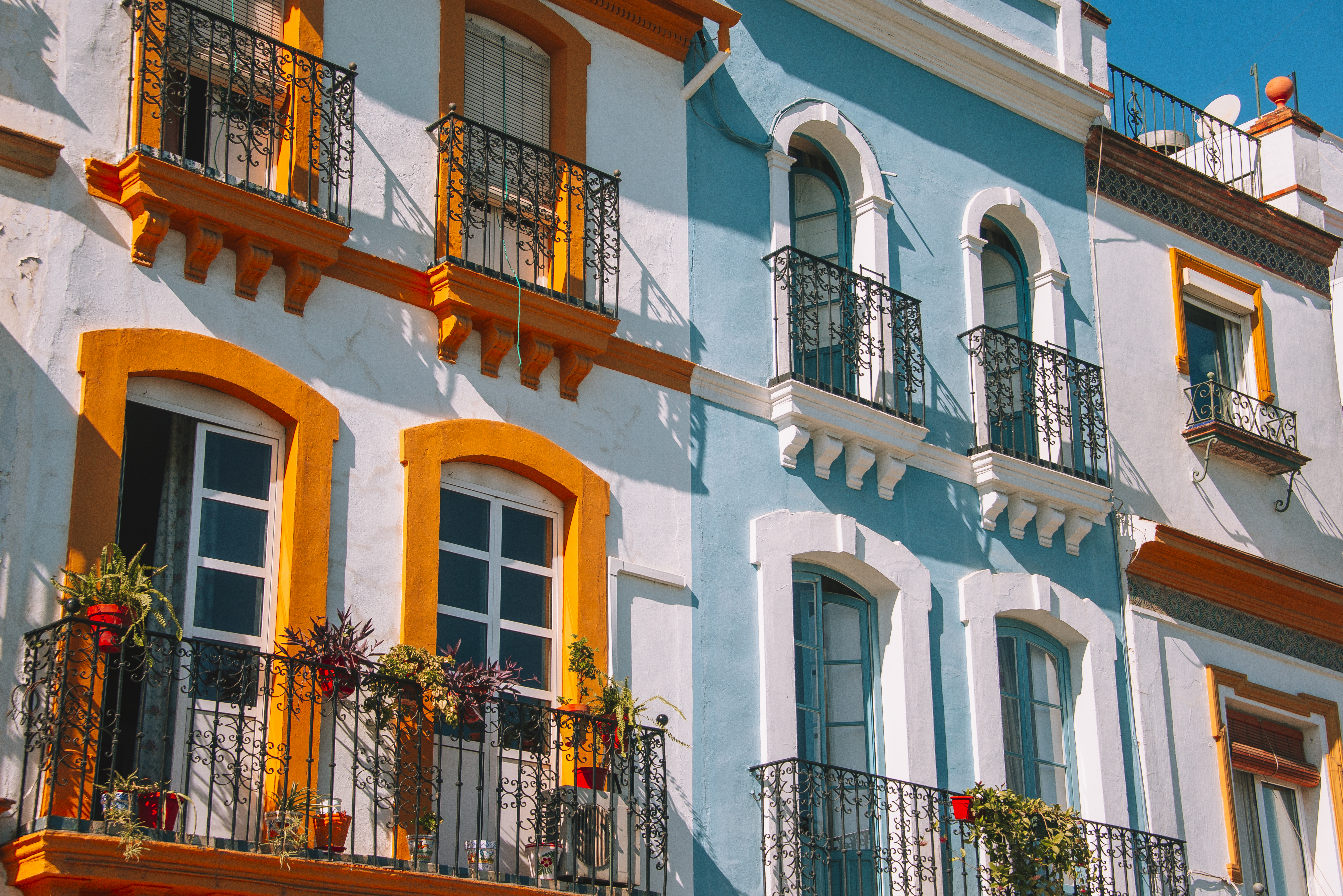 Old San Juan with many windows and balconies