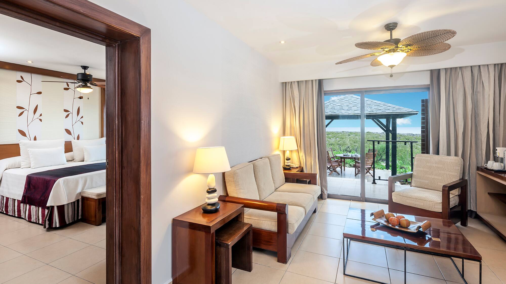 a living room with a couch and a table