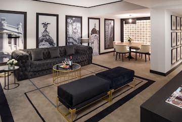 a room with a couch and a table