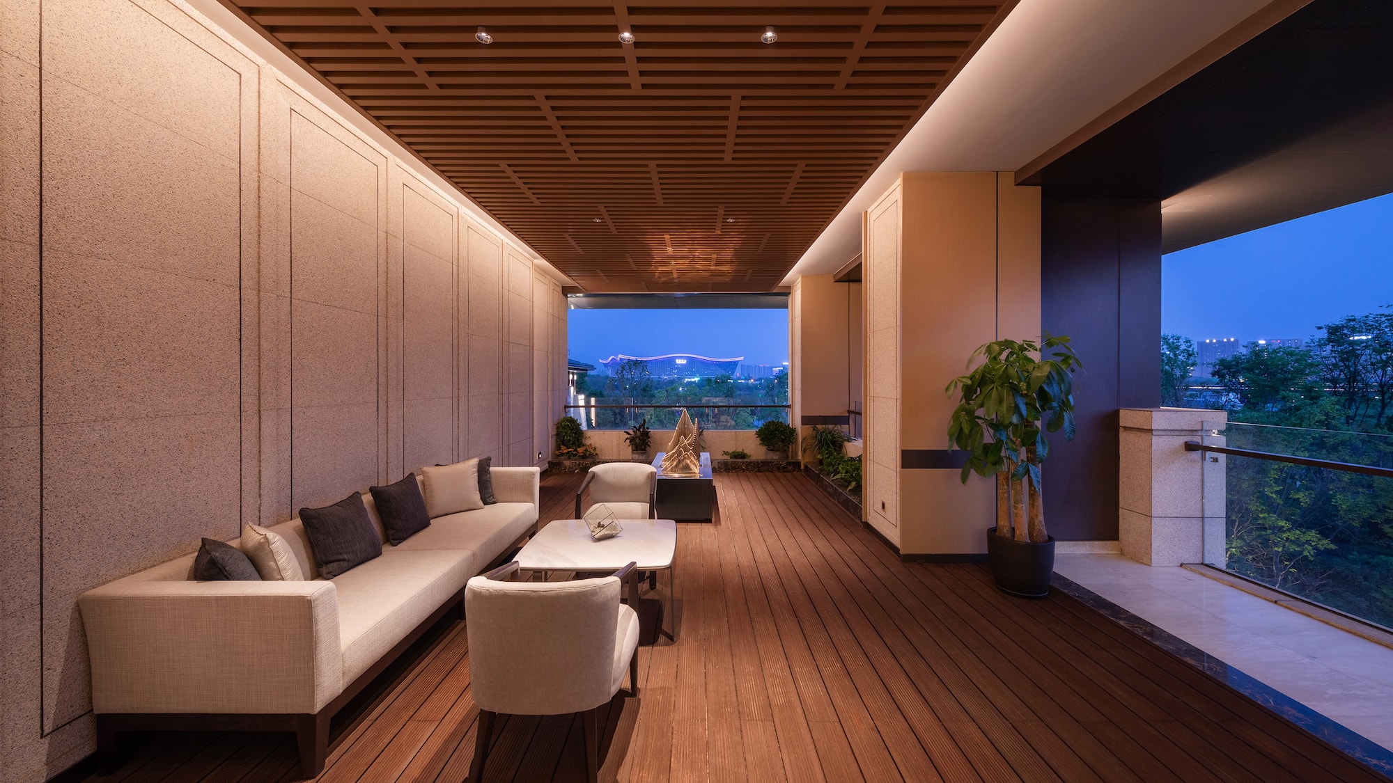 a room with a couch and a table