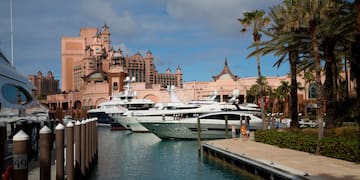 a group of boats in a harbor