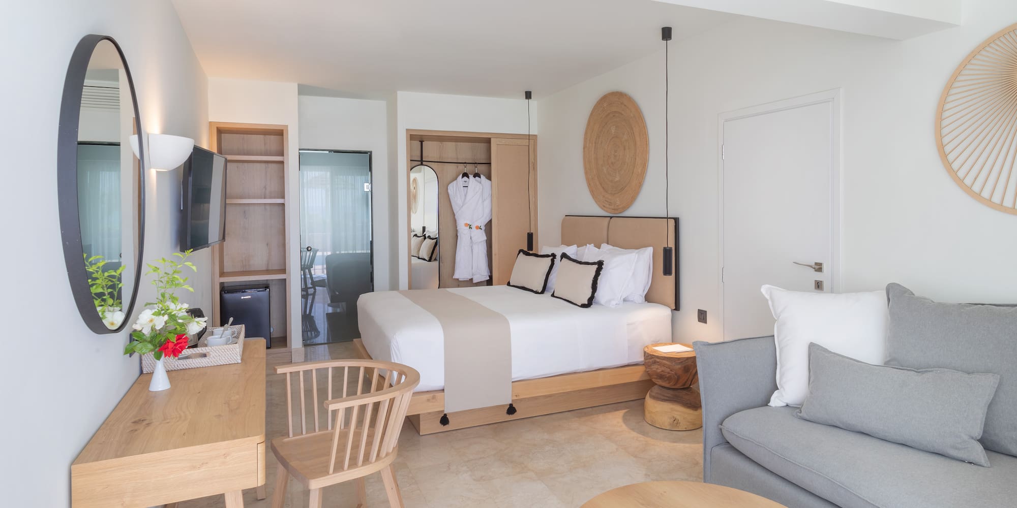 a room with a bed and a couch