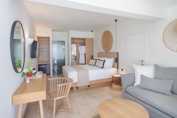 a room with a bed and a couch