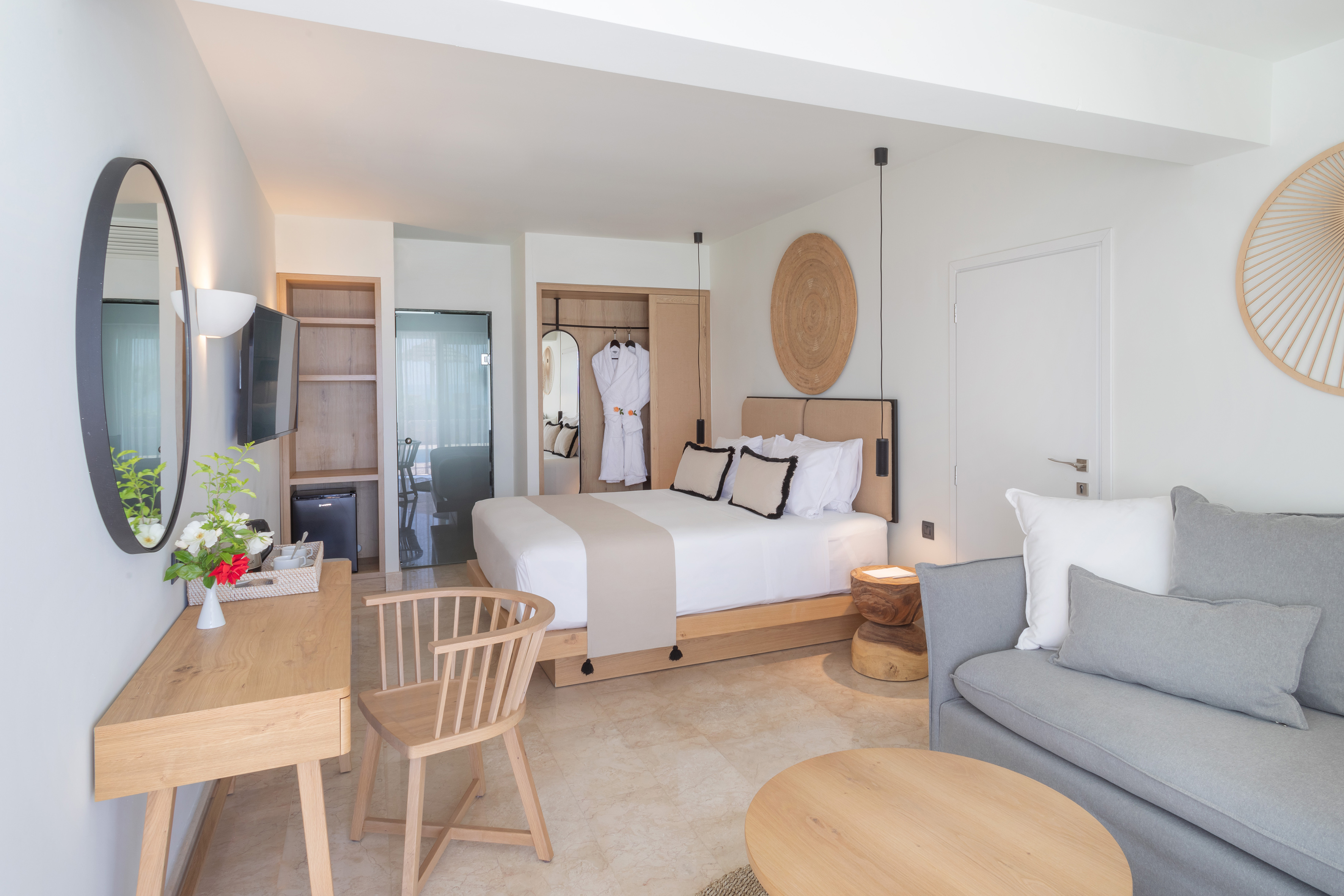 a room with a bed and a couch