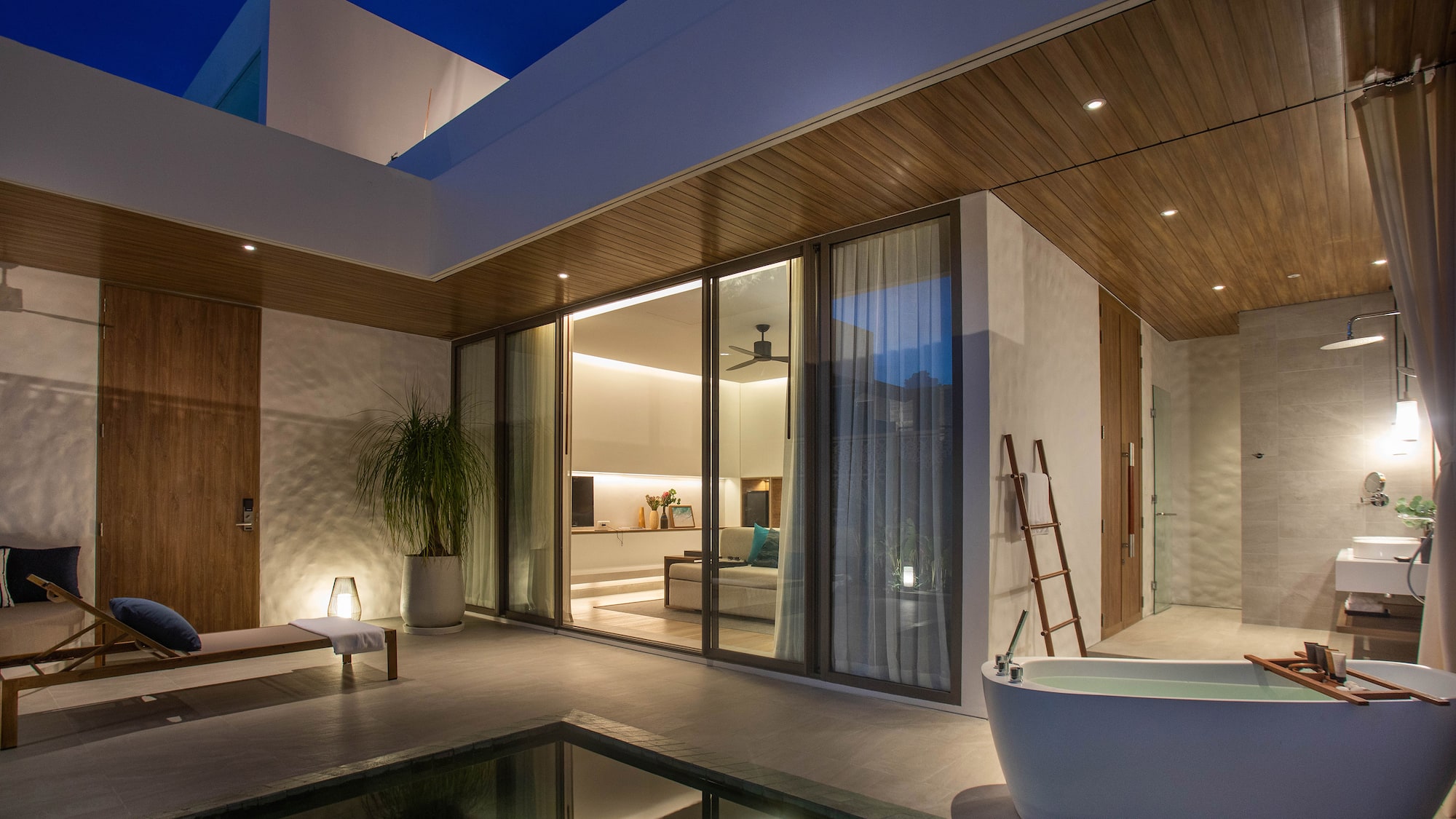 a house with a tub and a pool