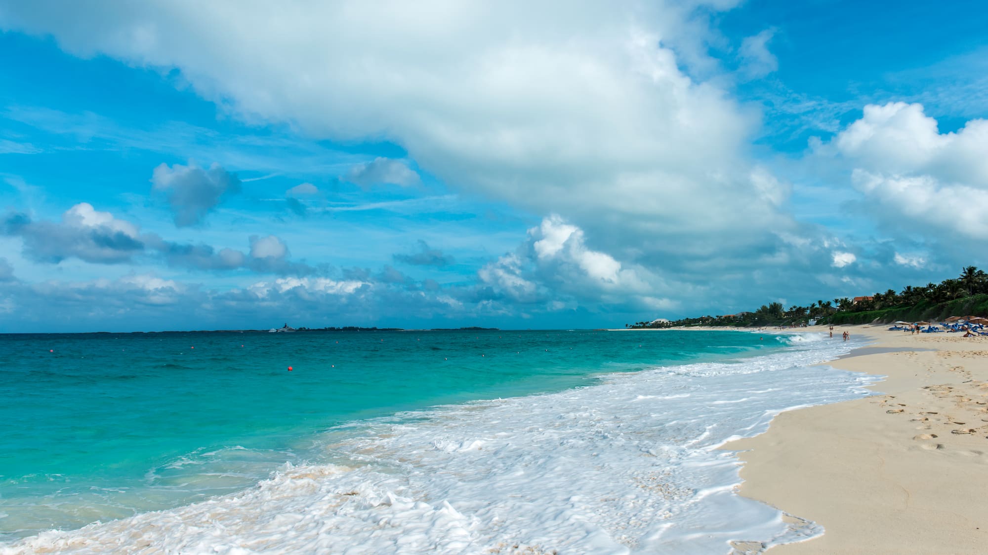 a beach with waves crashing on the shore