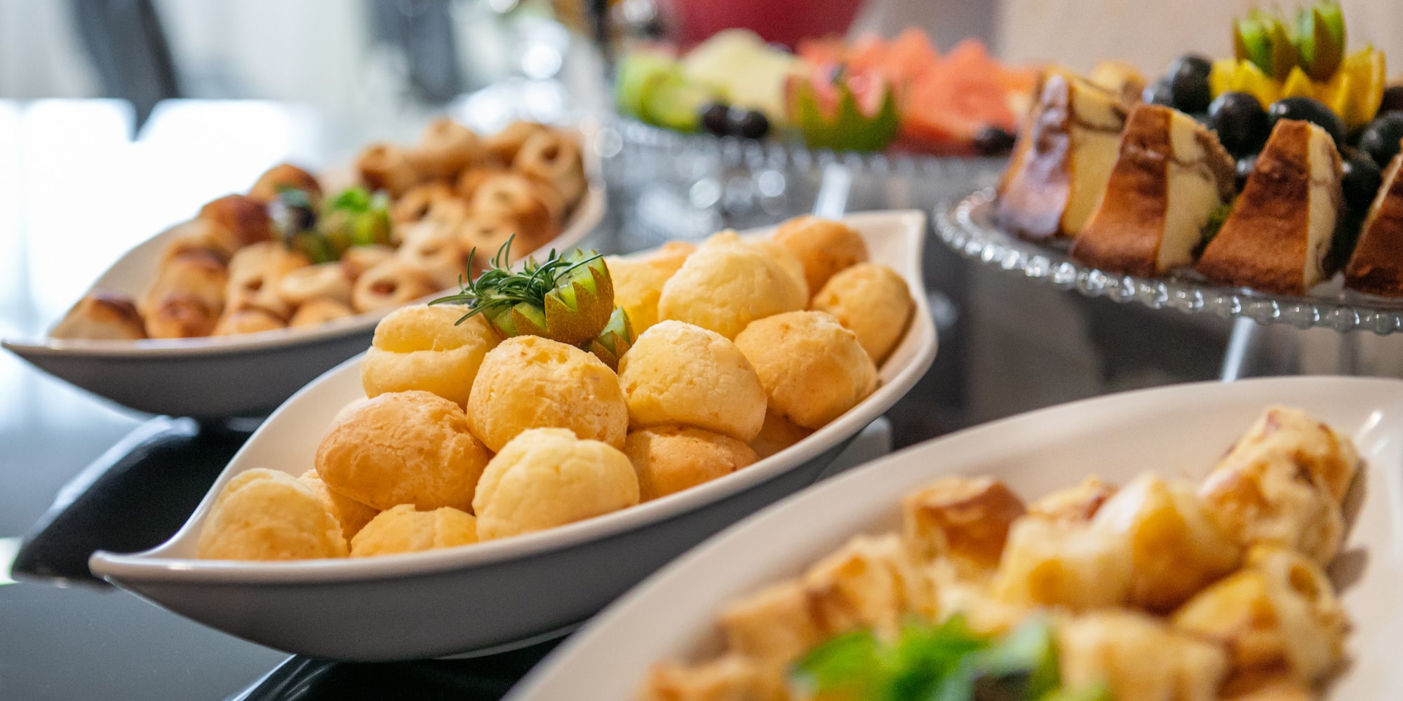 a group of plates of food