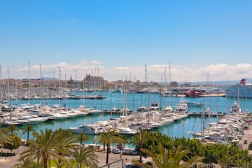 a large group of boats in a harbor