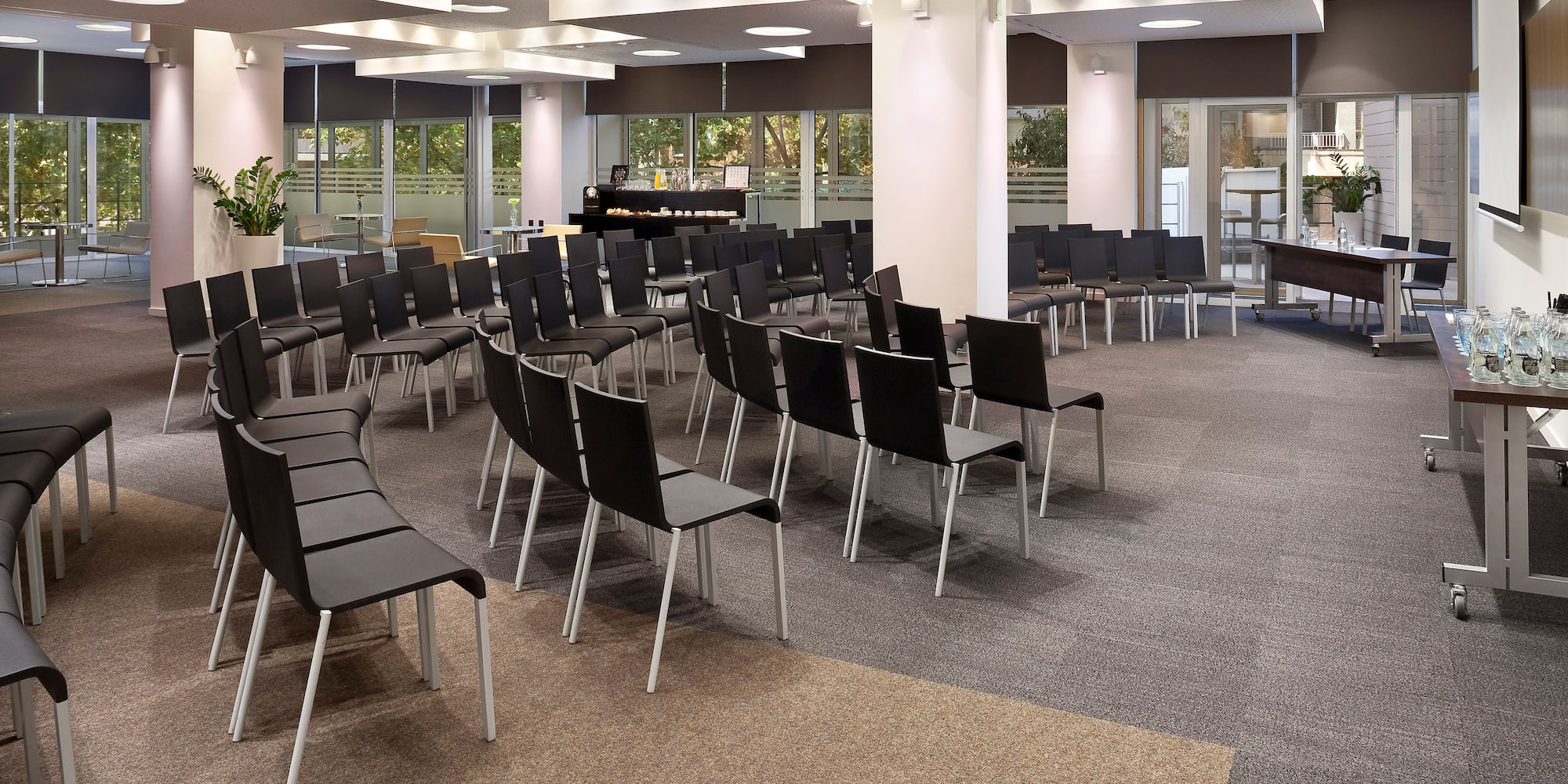 a room with many chairs