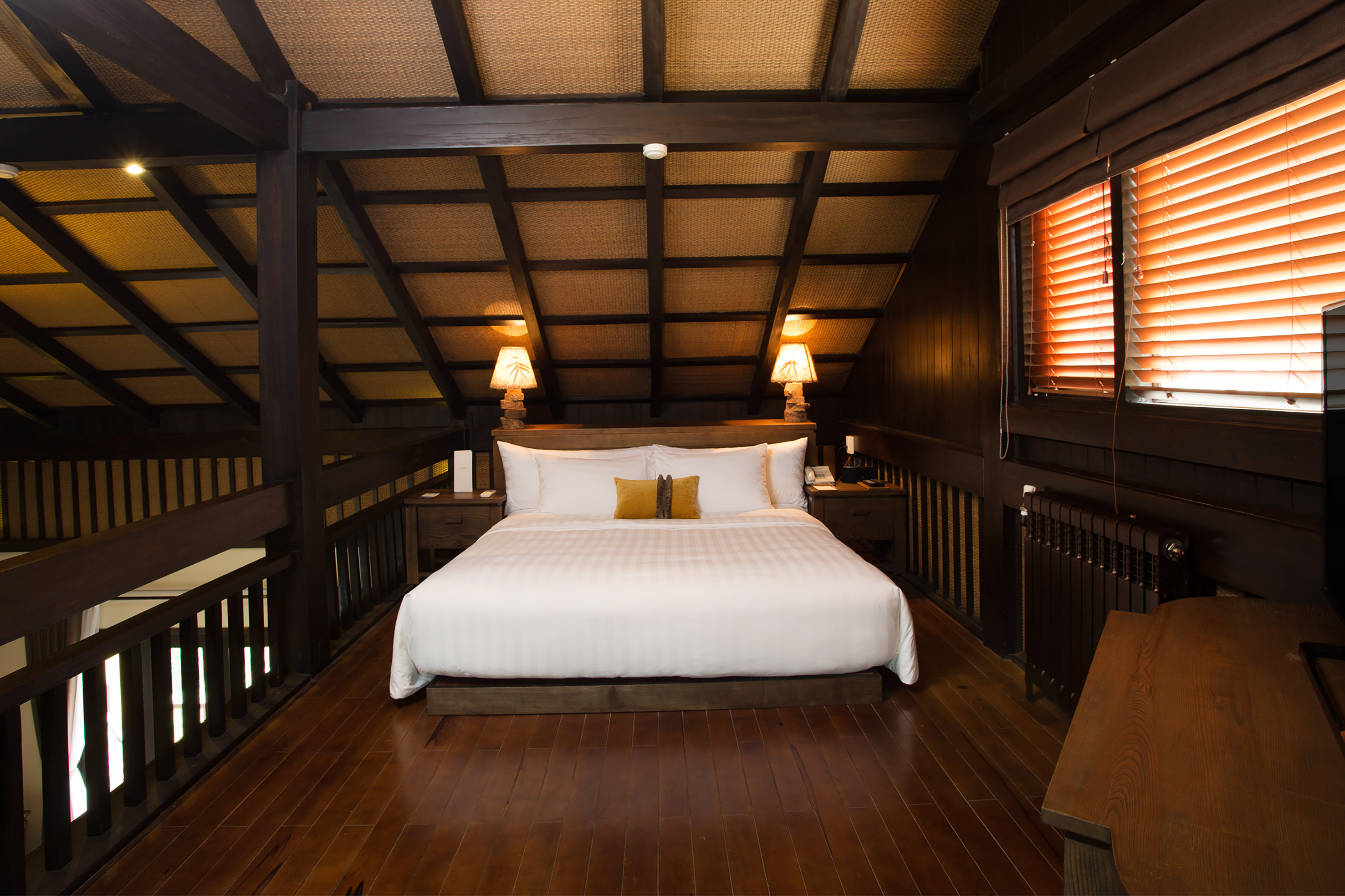 a bed in a room