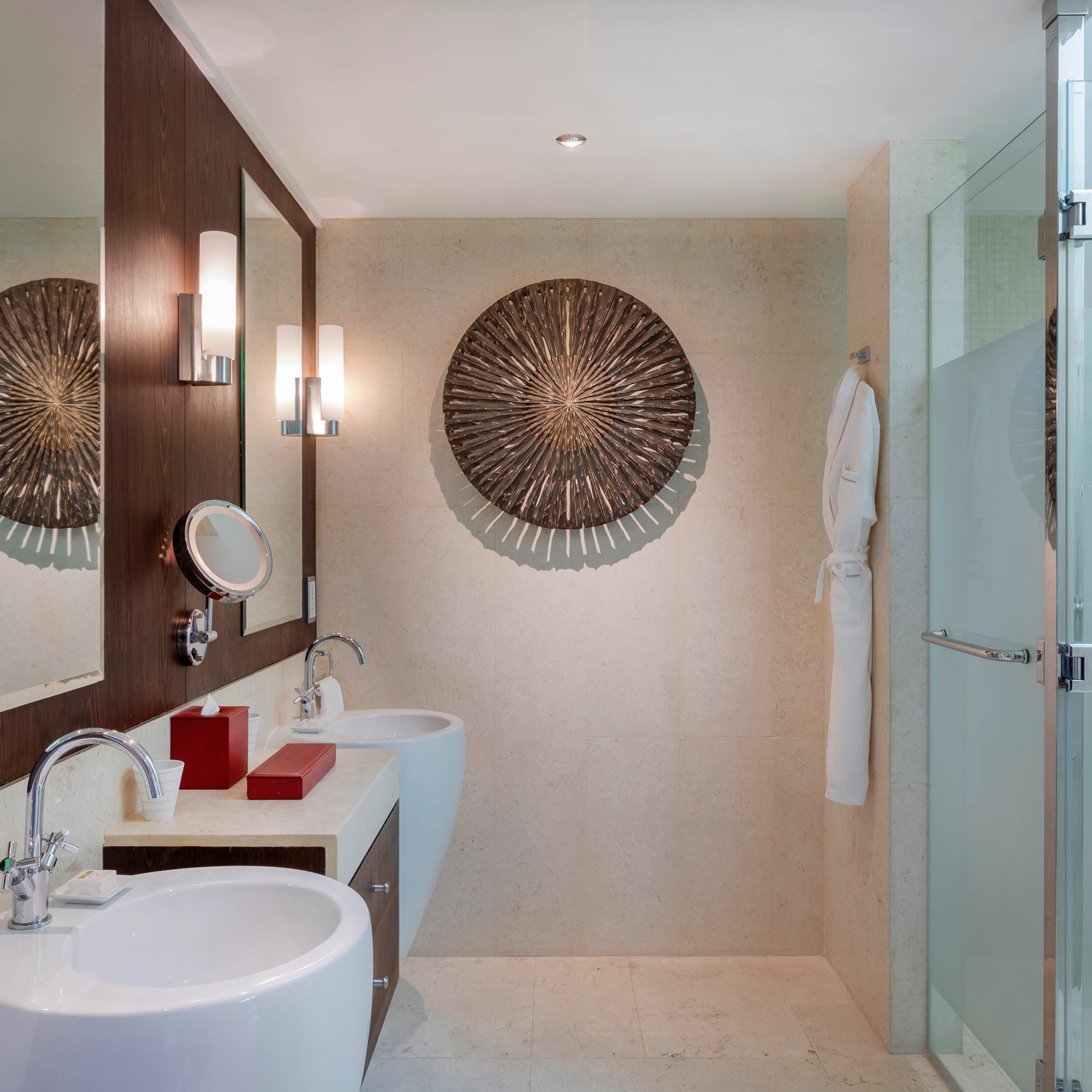 a bathroom with a mirror and sink