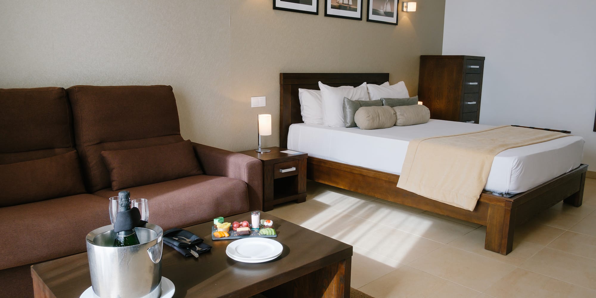 a room with a bed and a couch