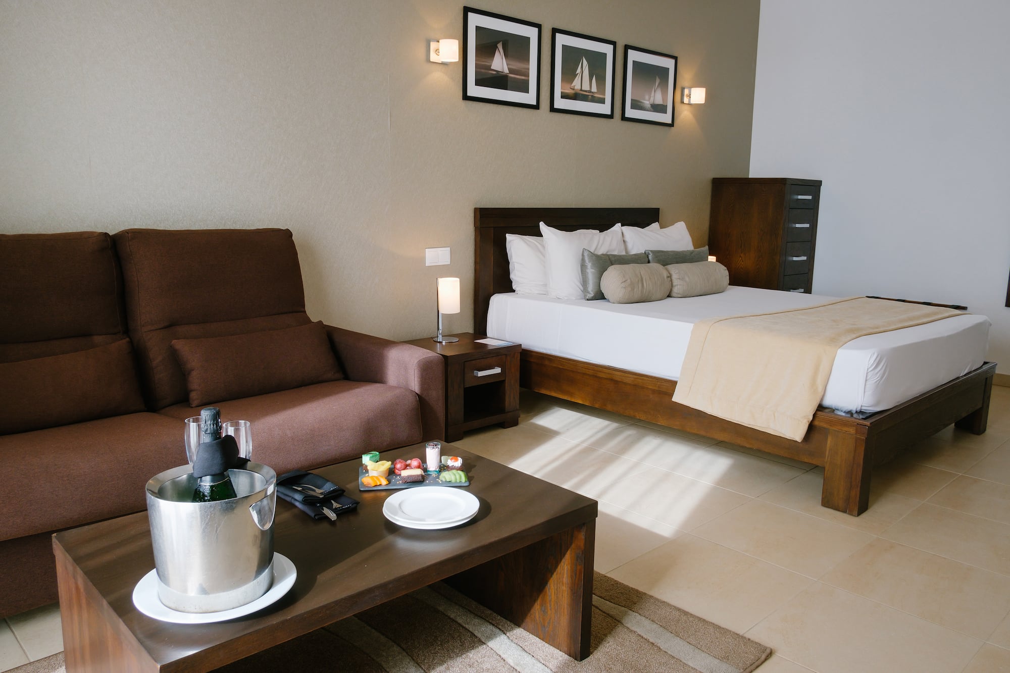 a room with a bed and a couch