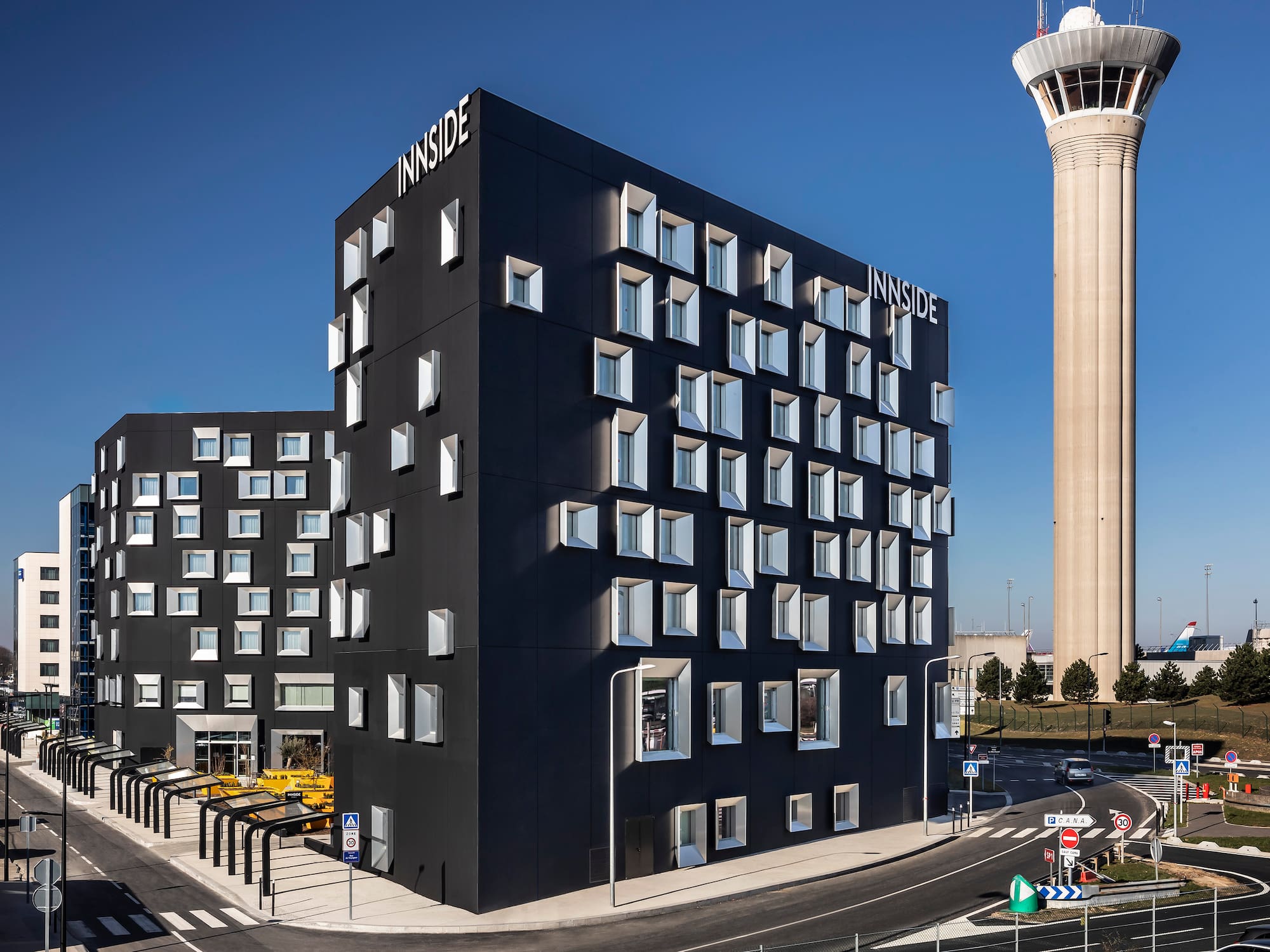 a building with many windows