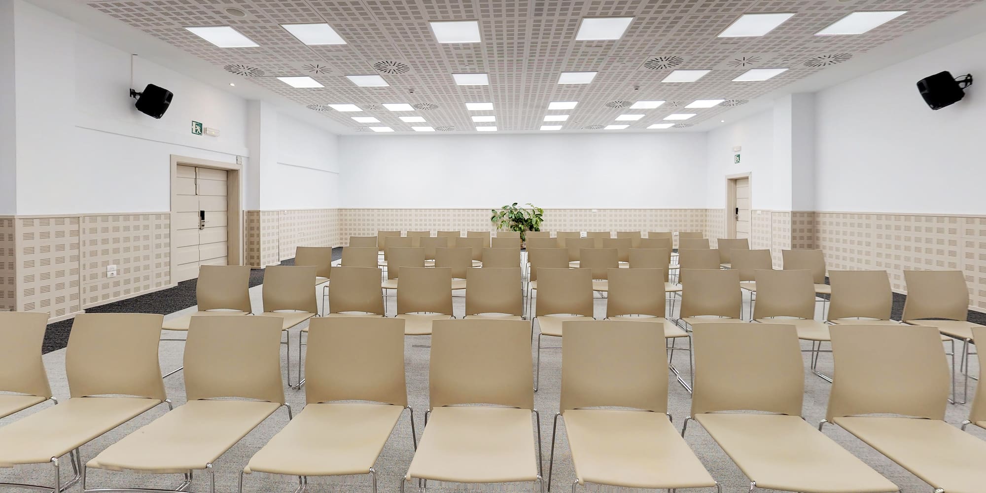 a room with many chairs