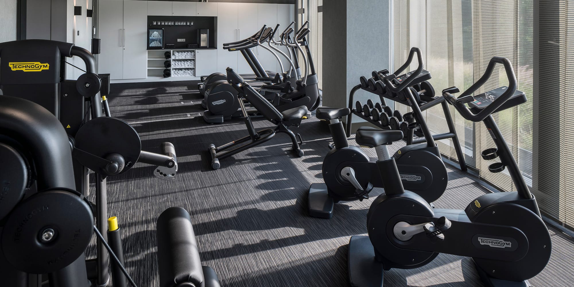 a room with exercise equipment