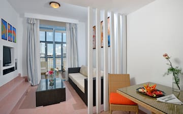 a room with a couch and a table