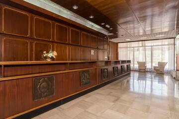 a reception desk in a room