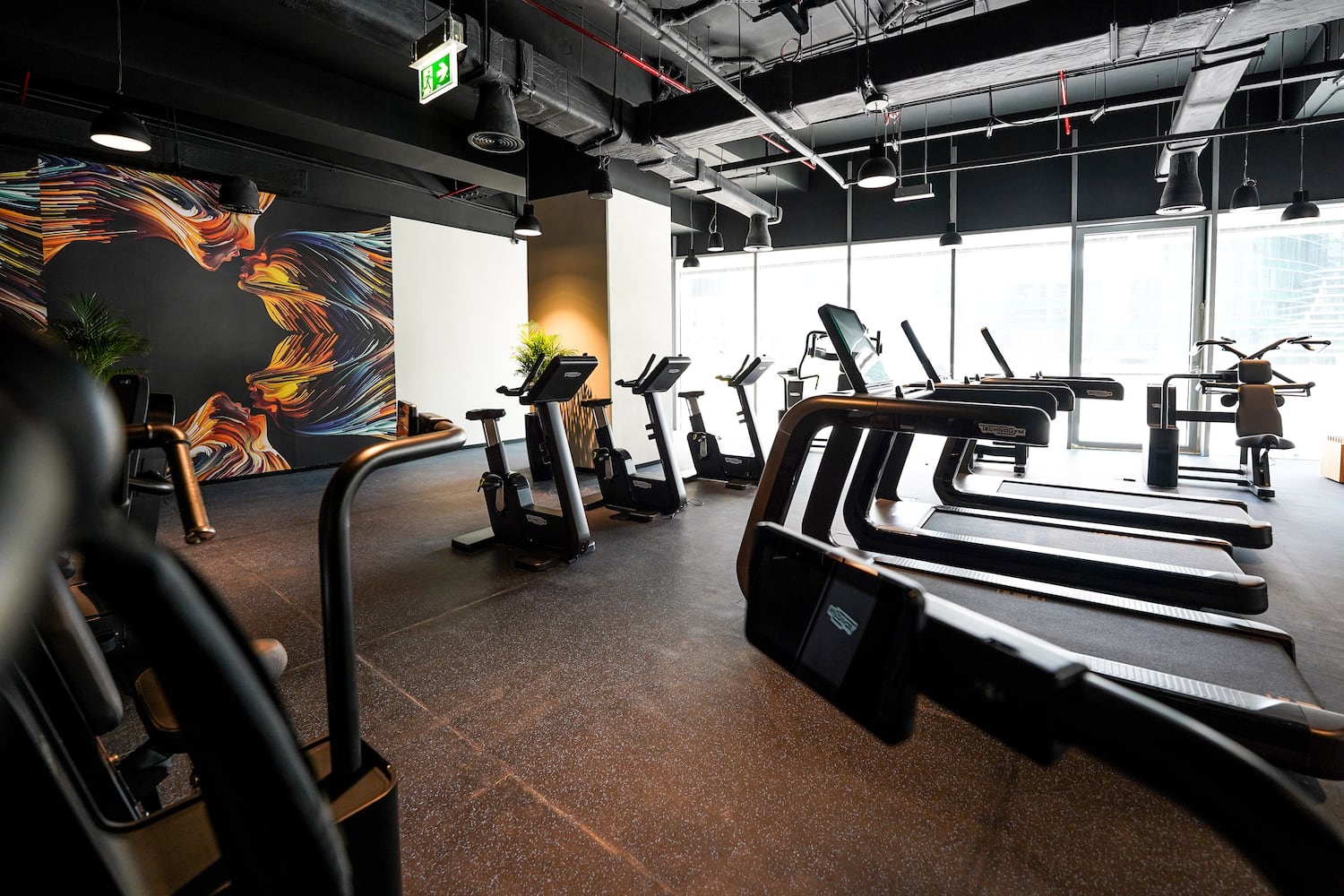 a gym with exercise equipment