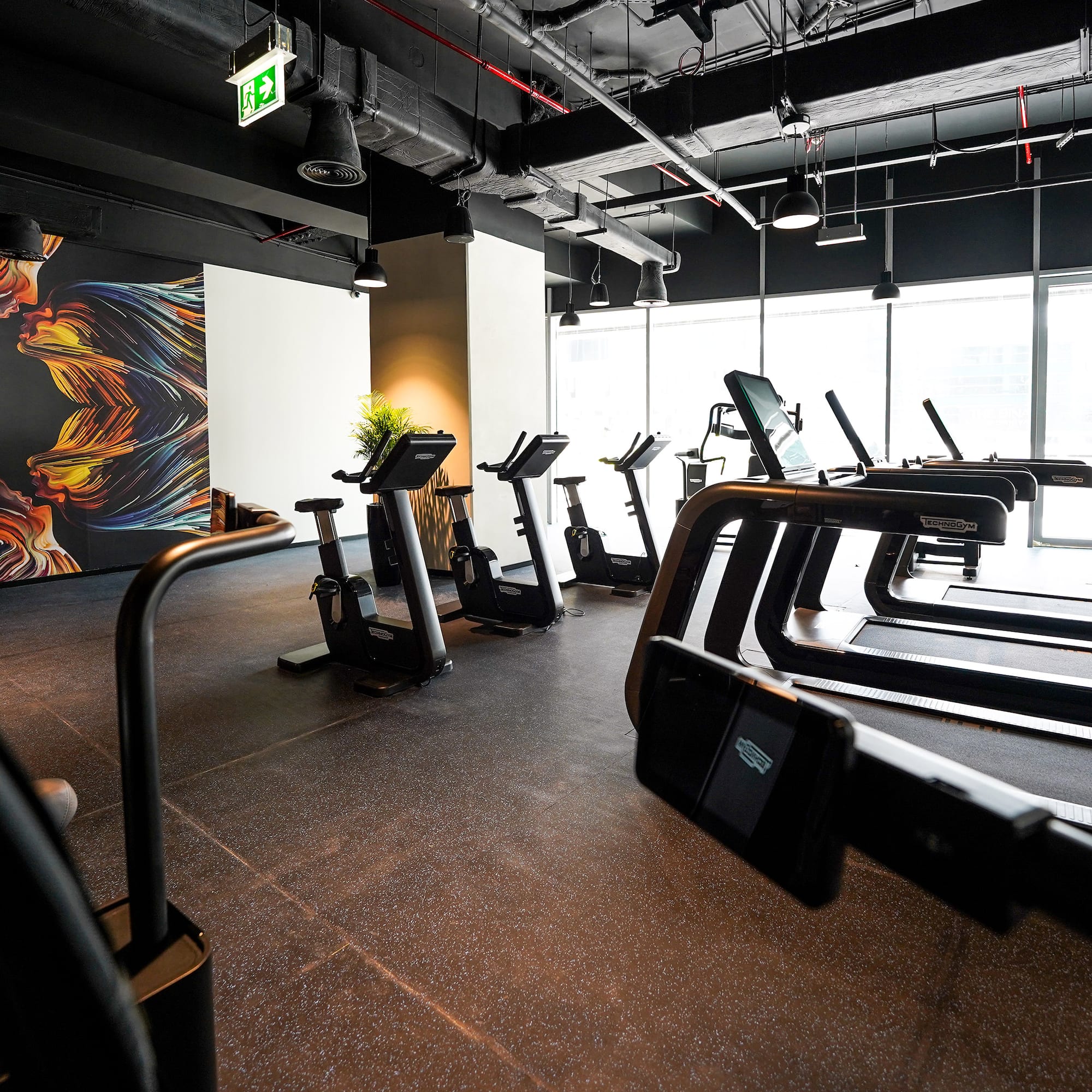 a gym with exercise equipment