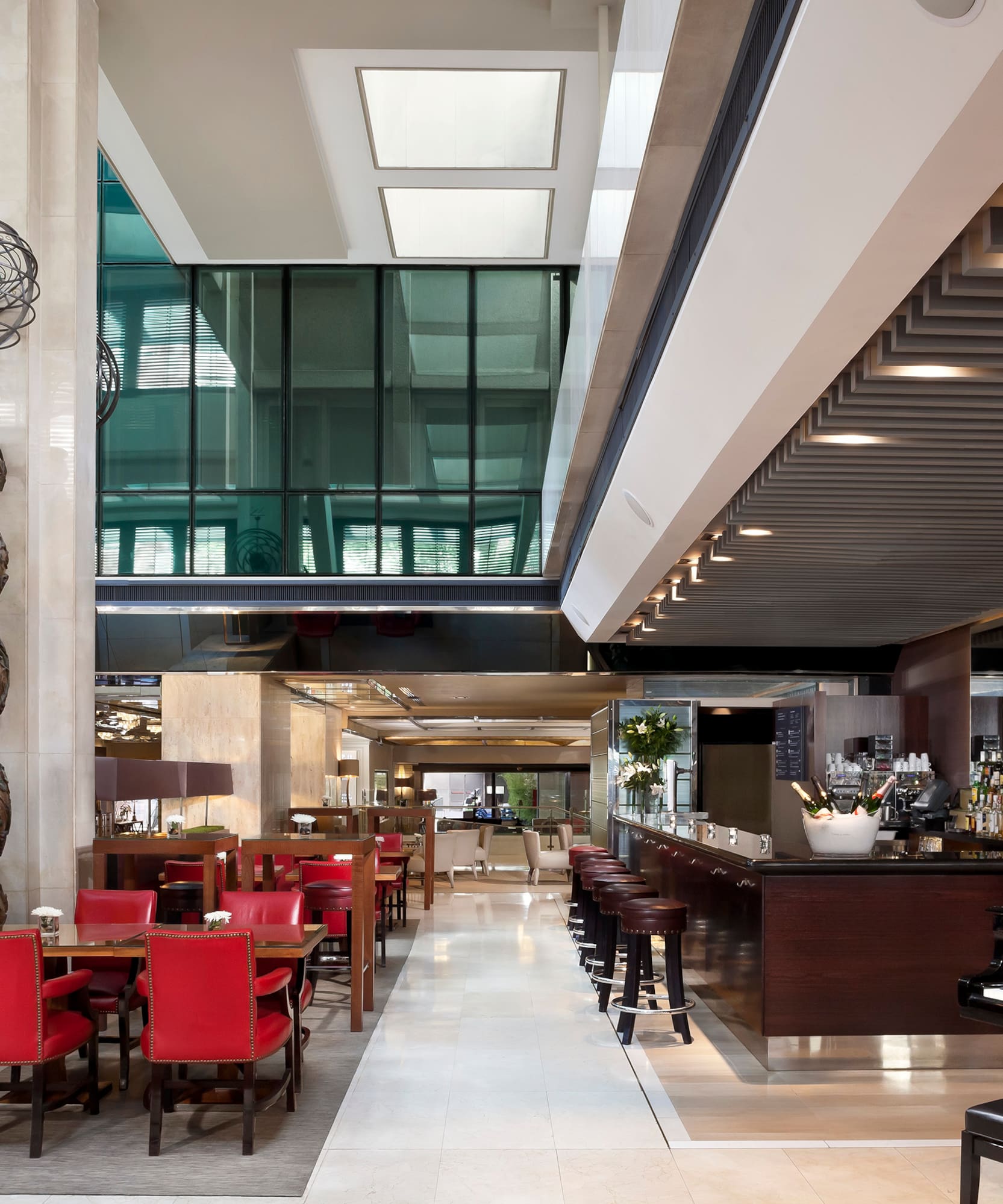 a restaurant with tables and chairs