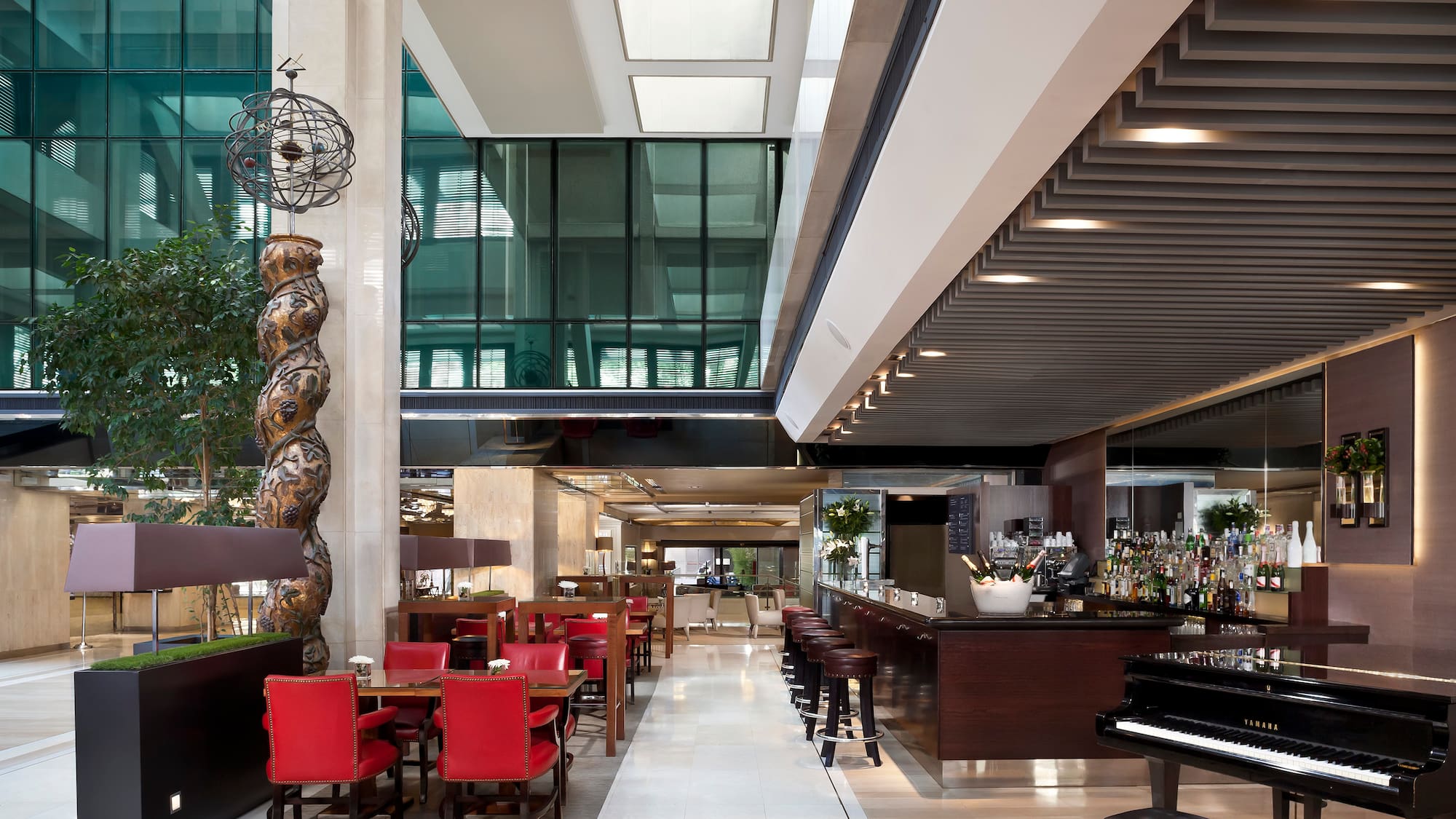 a restaurant with tables and chairs