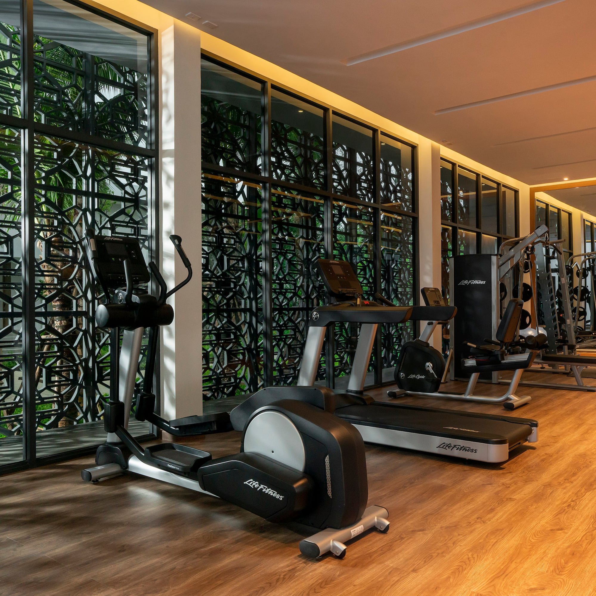 a room with exercise equipment