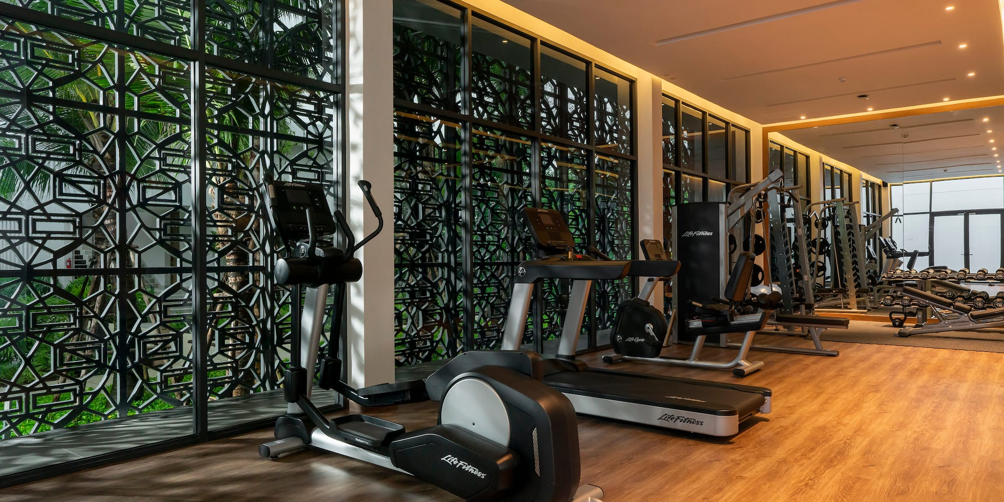 a room with exercise equipment