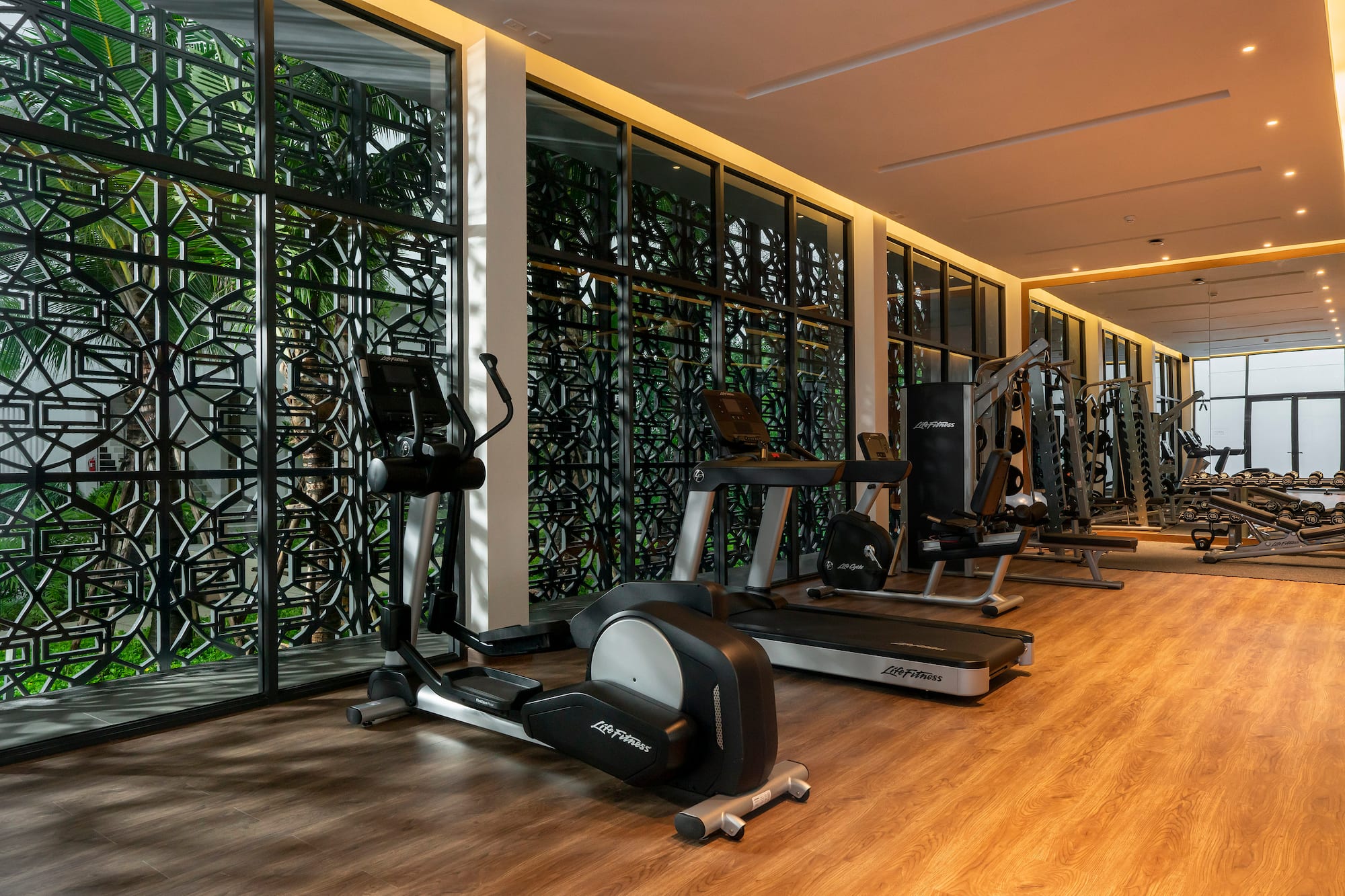 a room with exercise equipment