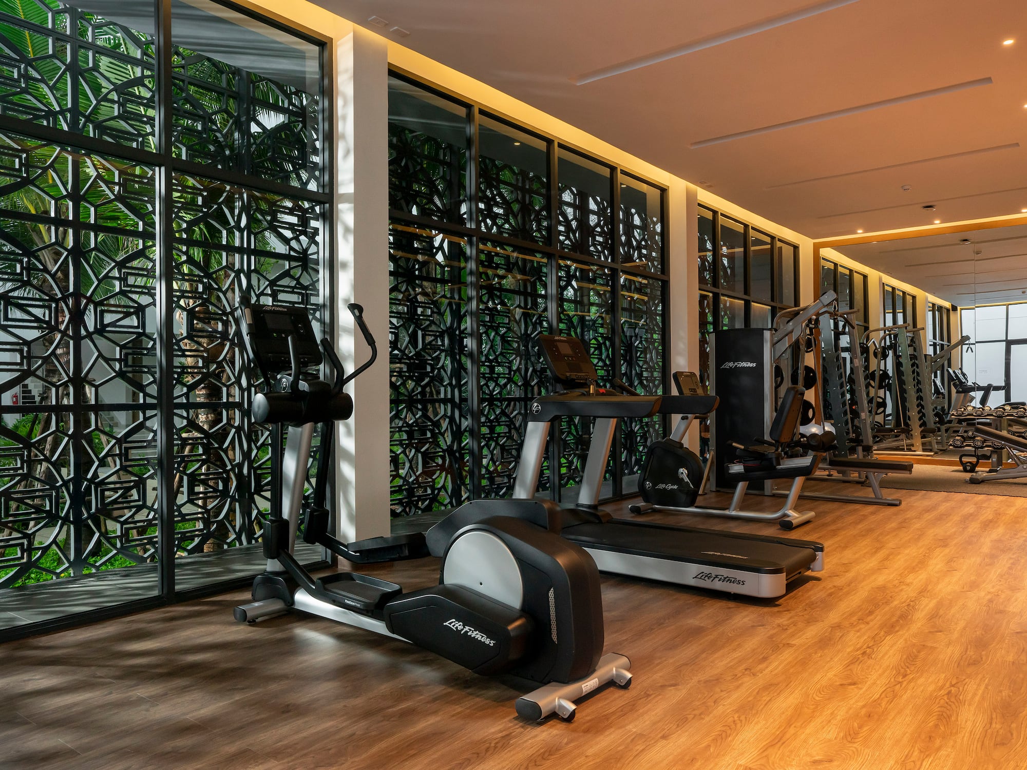 a room with exercise equipment