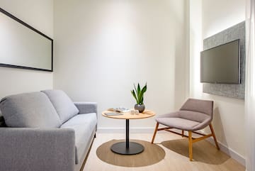 a room with a couch and a table