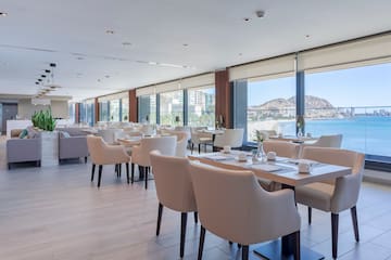 a room with tables and chairs