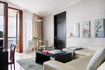 a living room with a couch and a coffee table