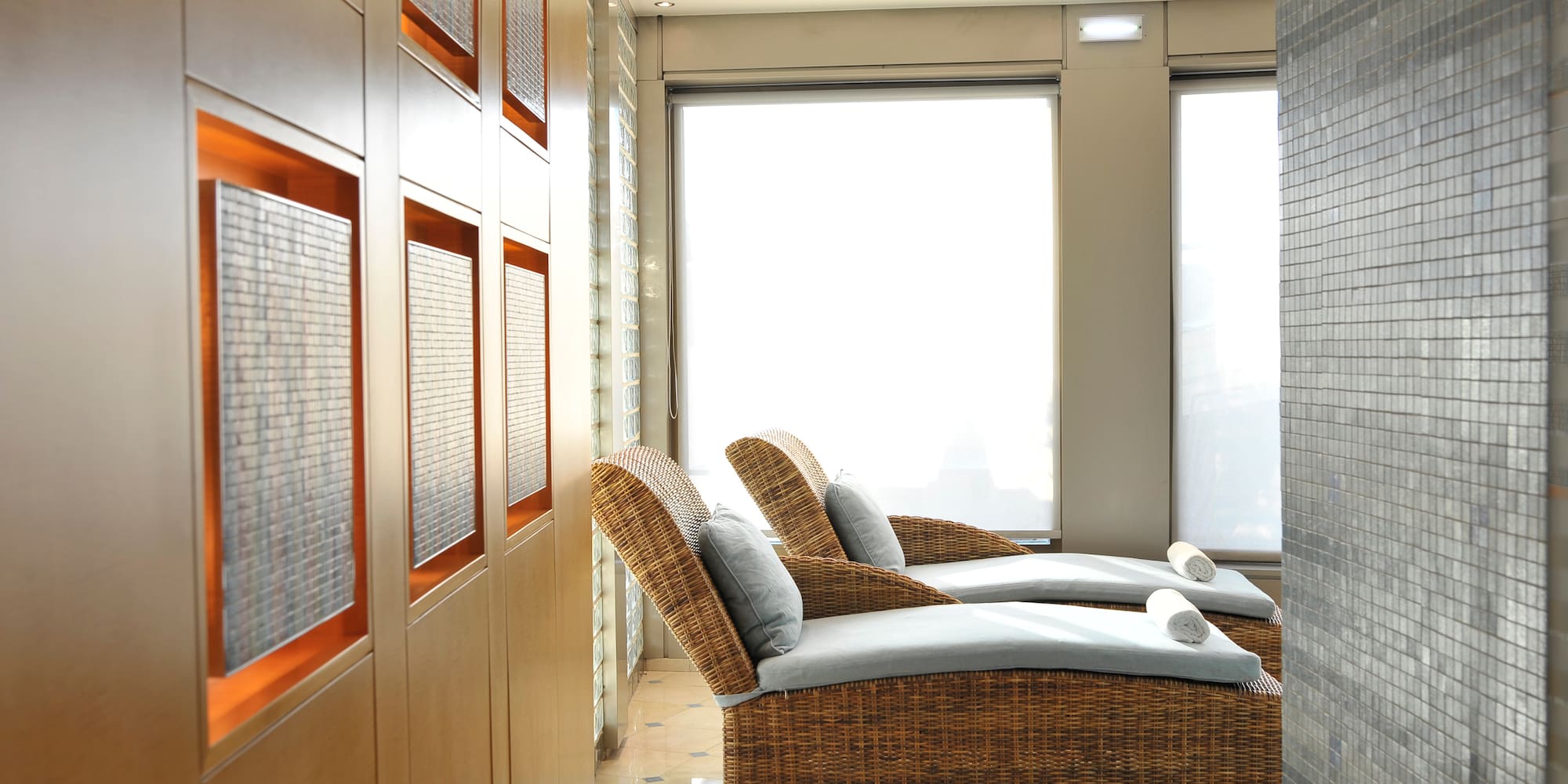 a lounge chairs in a room