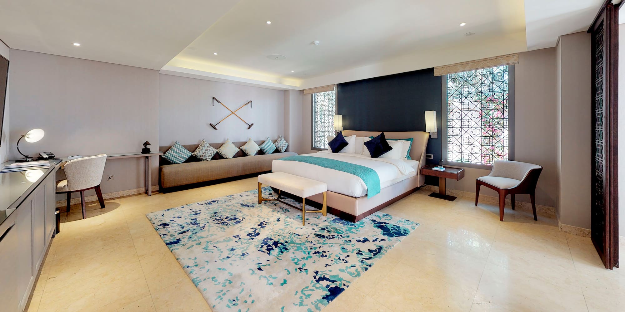 a room with a bed and a couch