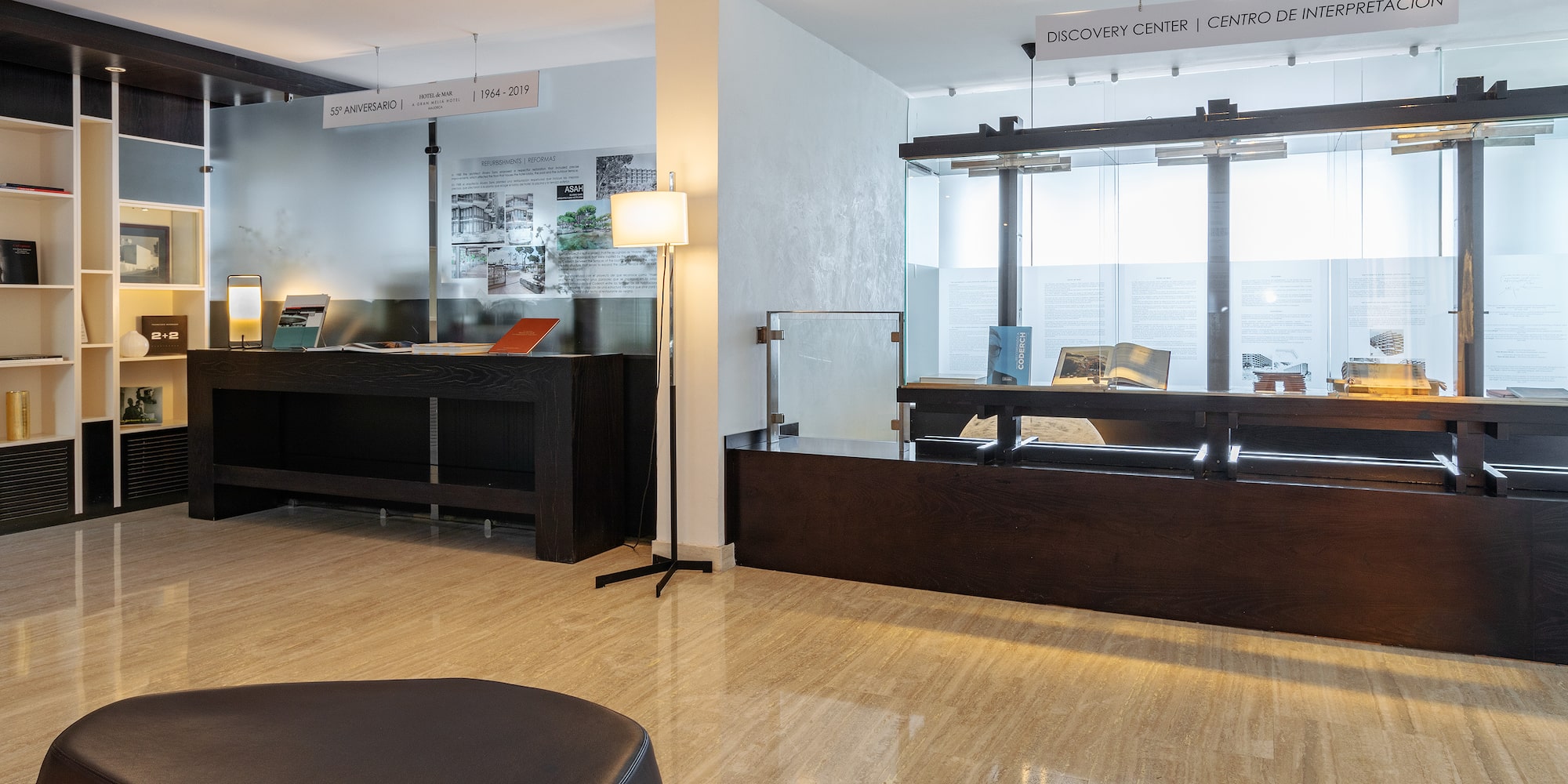 a reception desk in a room