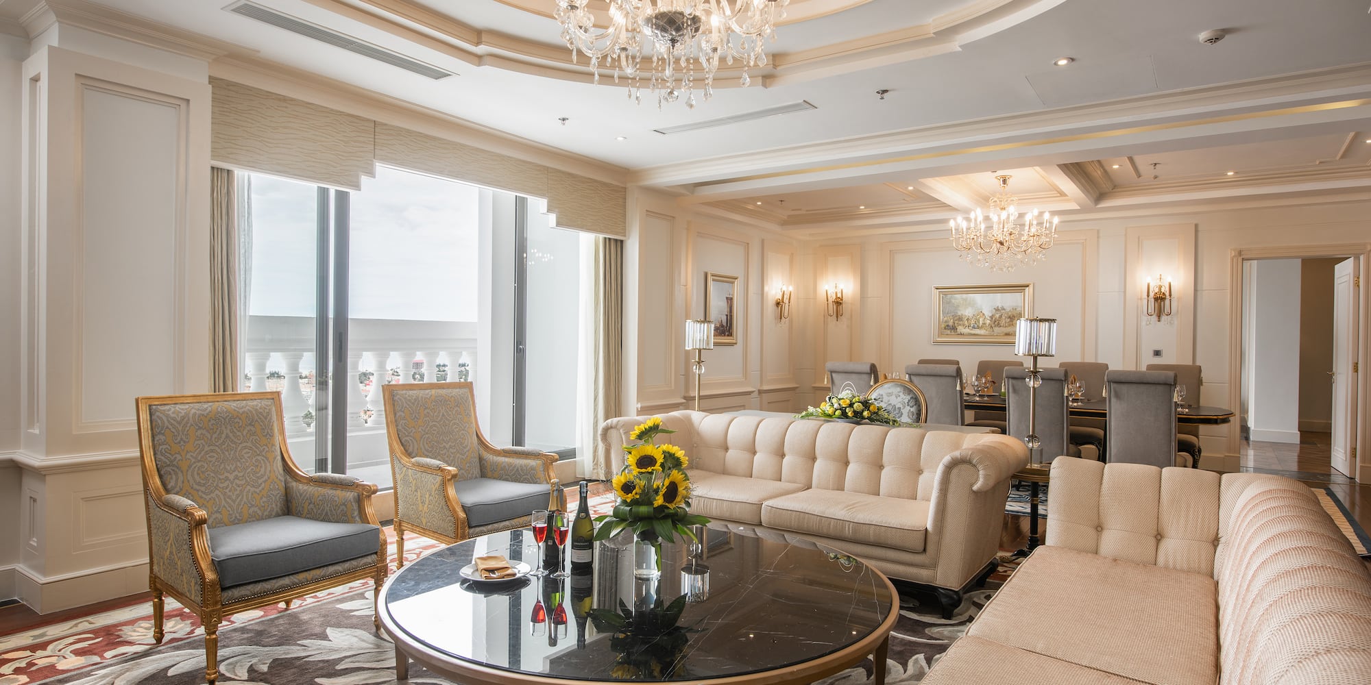 a room with couches and chairs