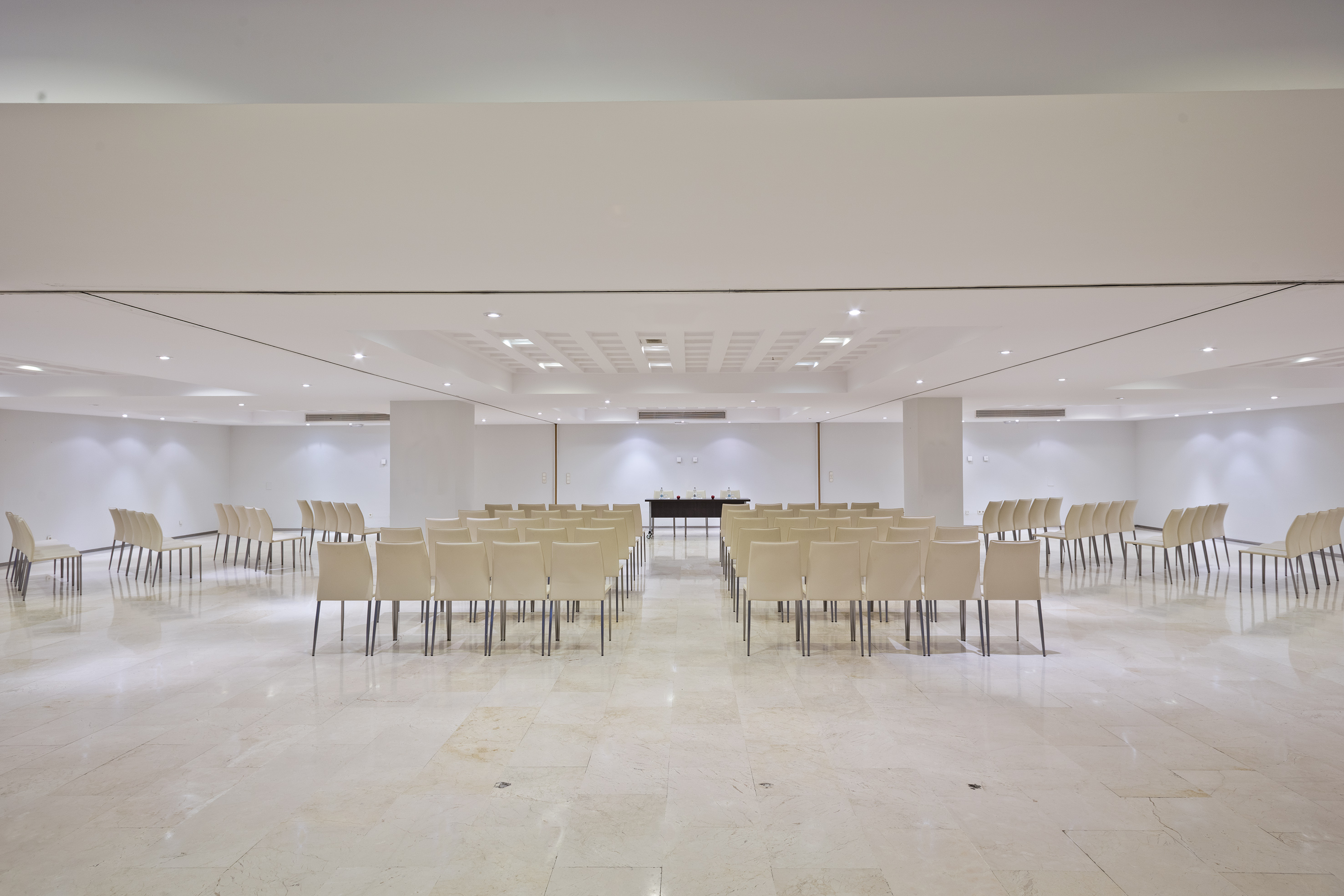 a room with many chairs