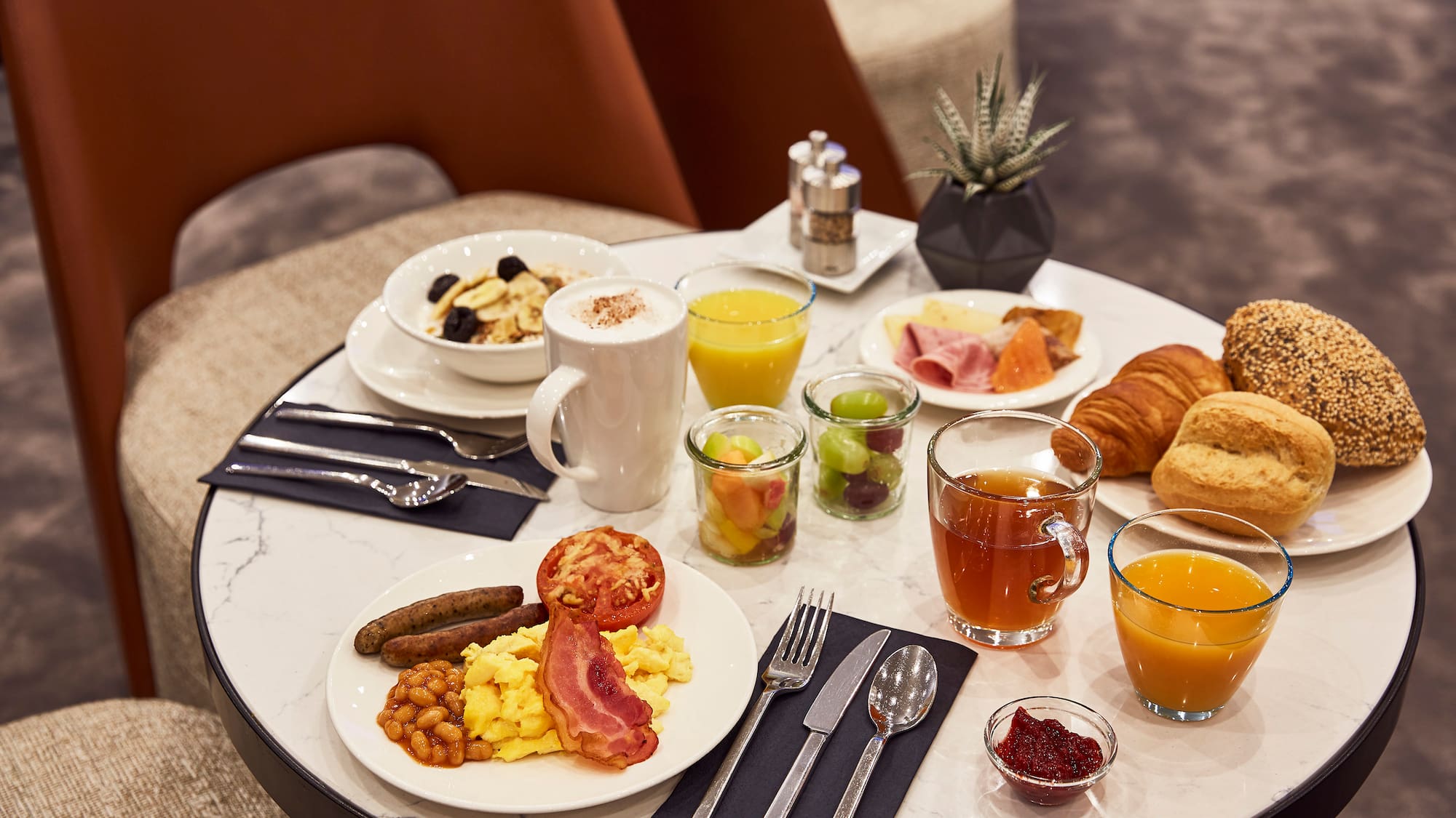 a table with food on it