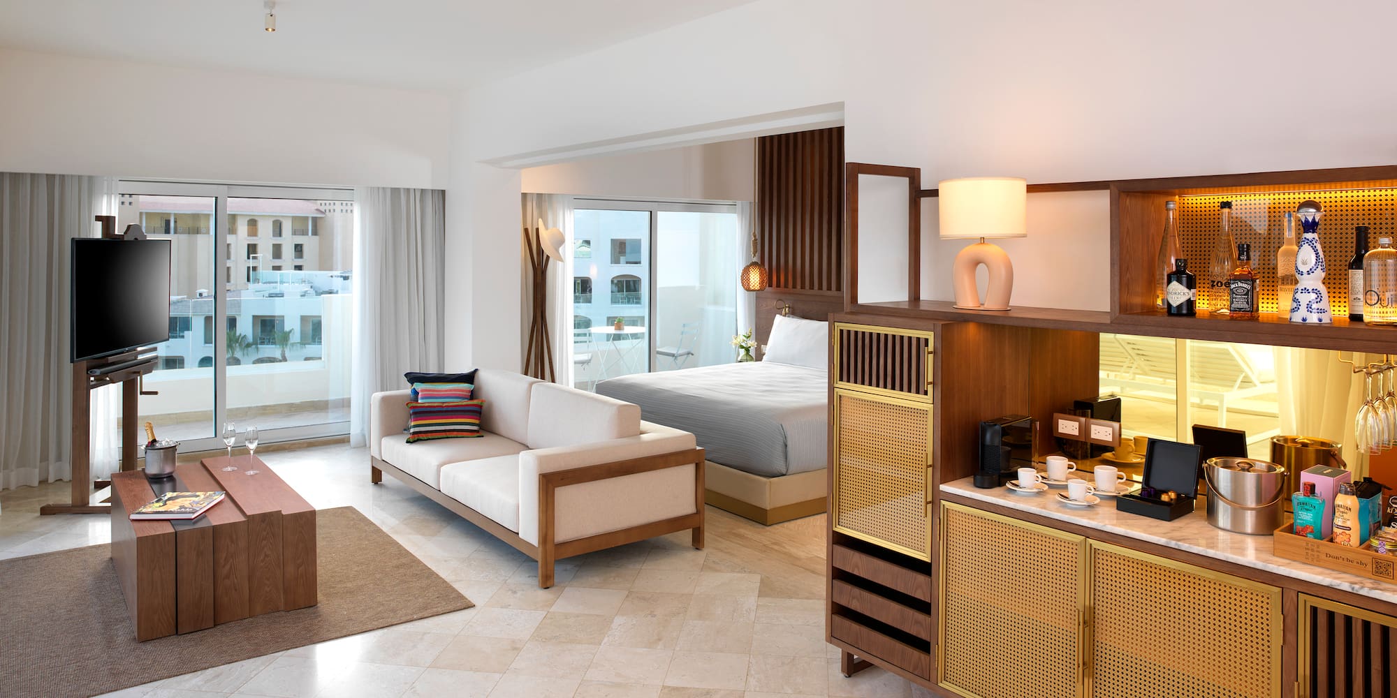 a room with a bed and a couch