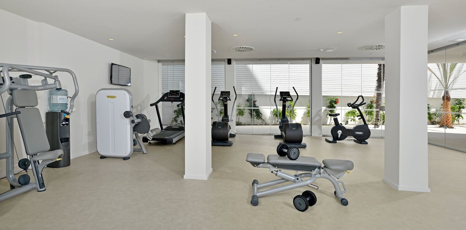 a room with exercise equipment