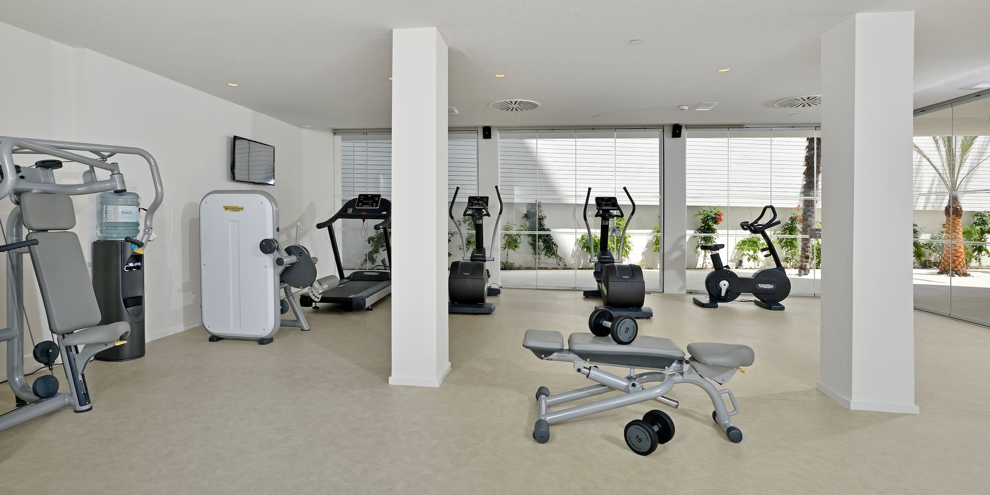 a room with exercise equipment