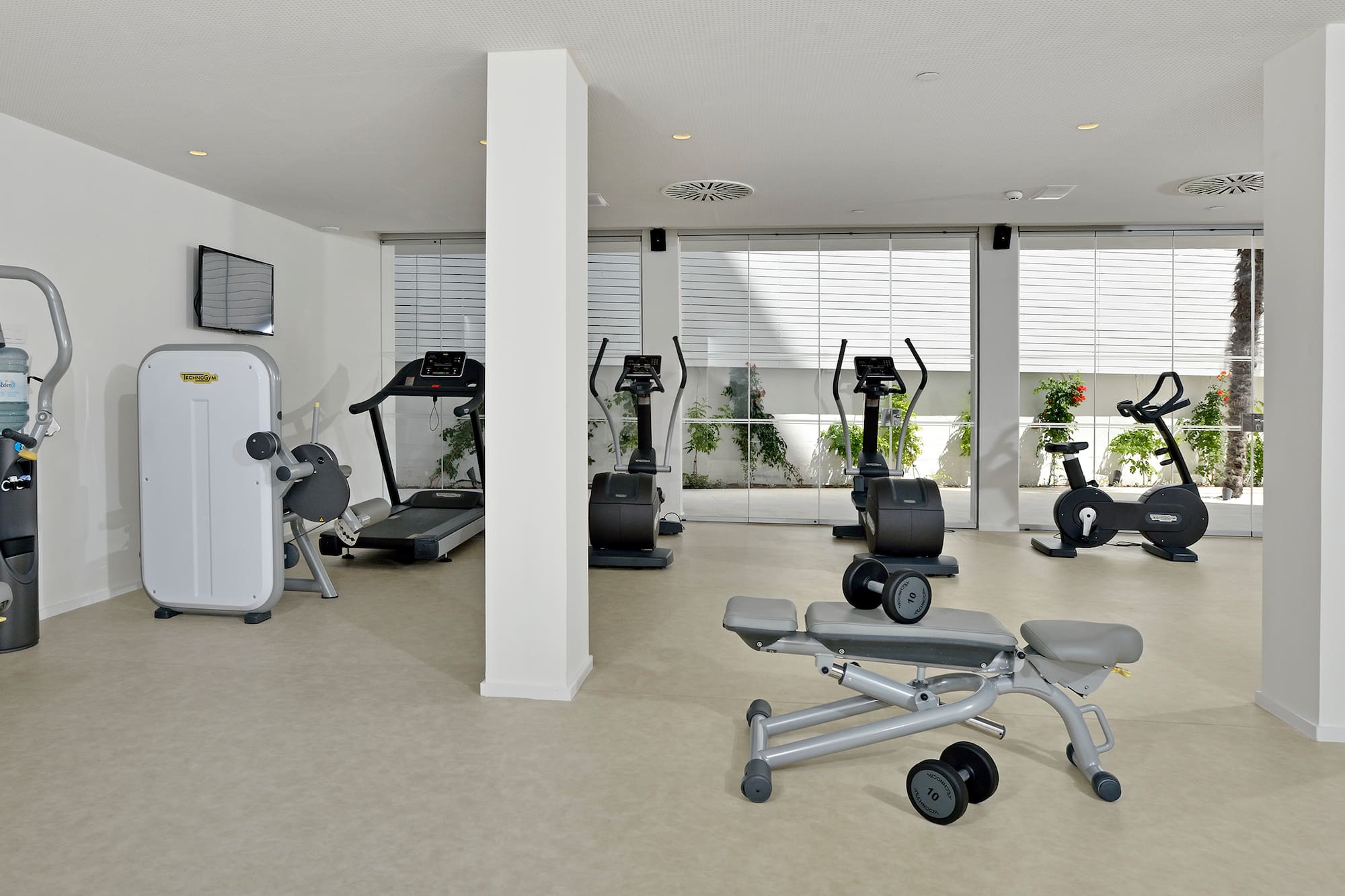 a room with exercise equipment