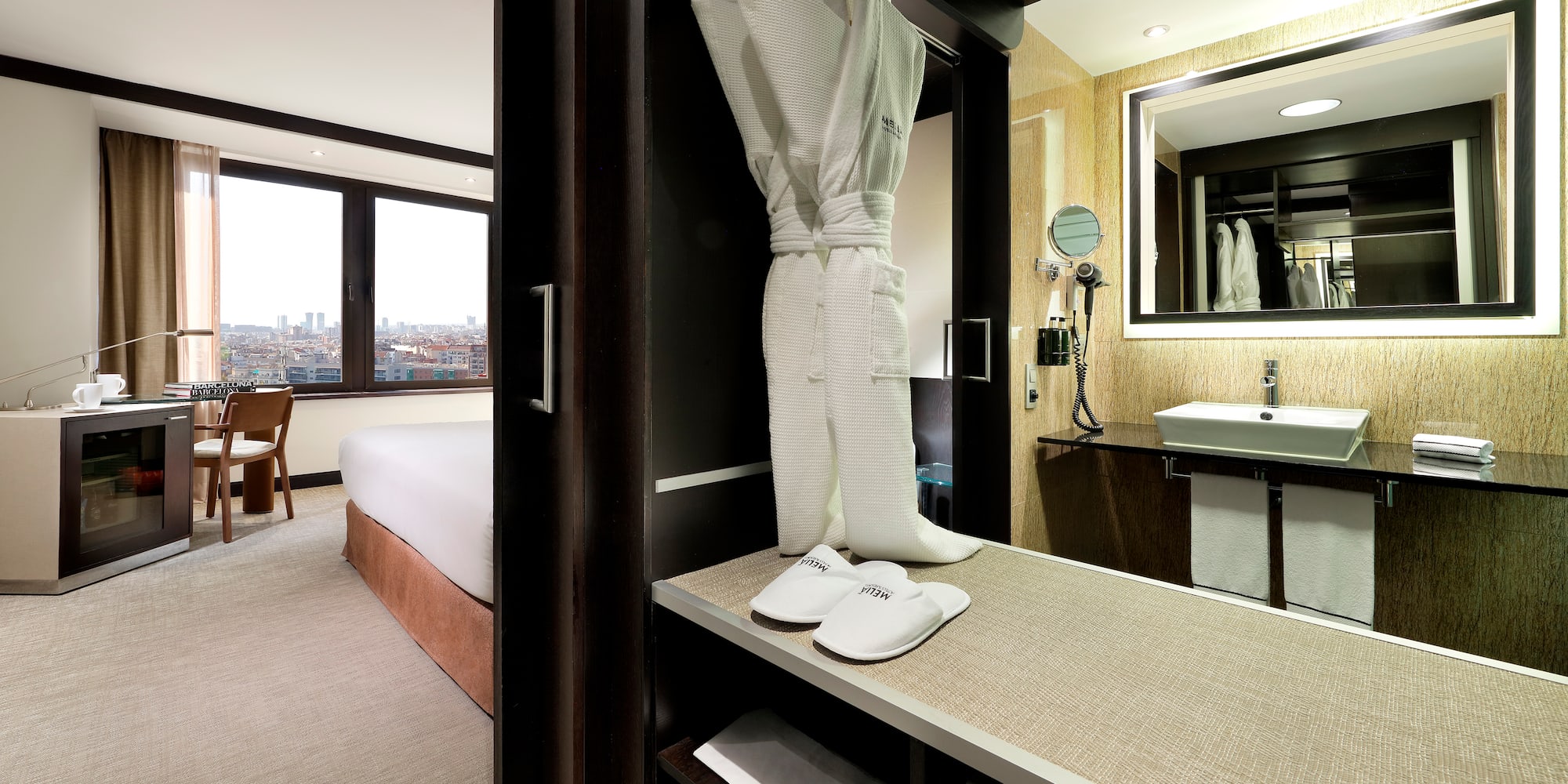 a white robe and slippers in a room