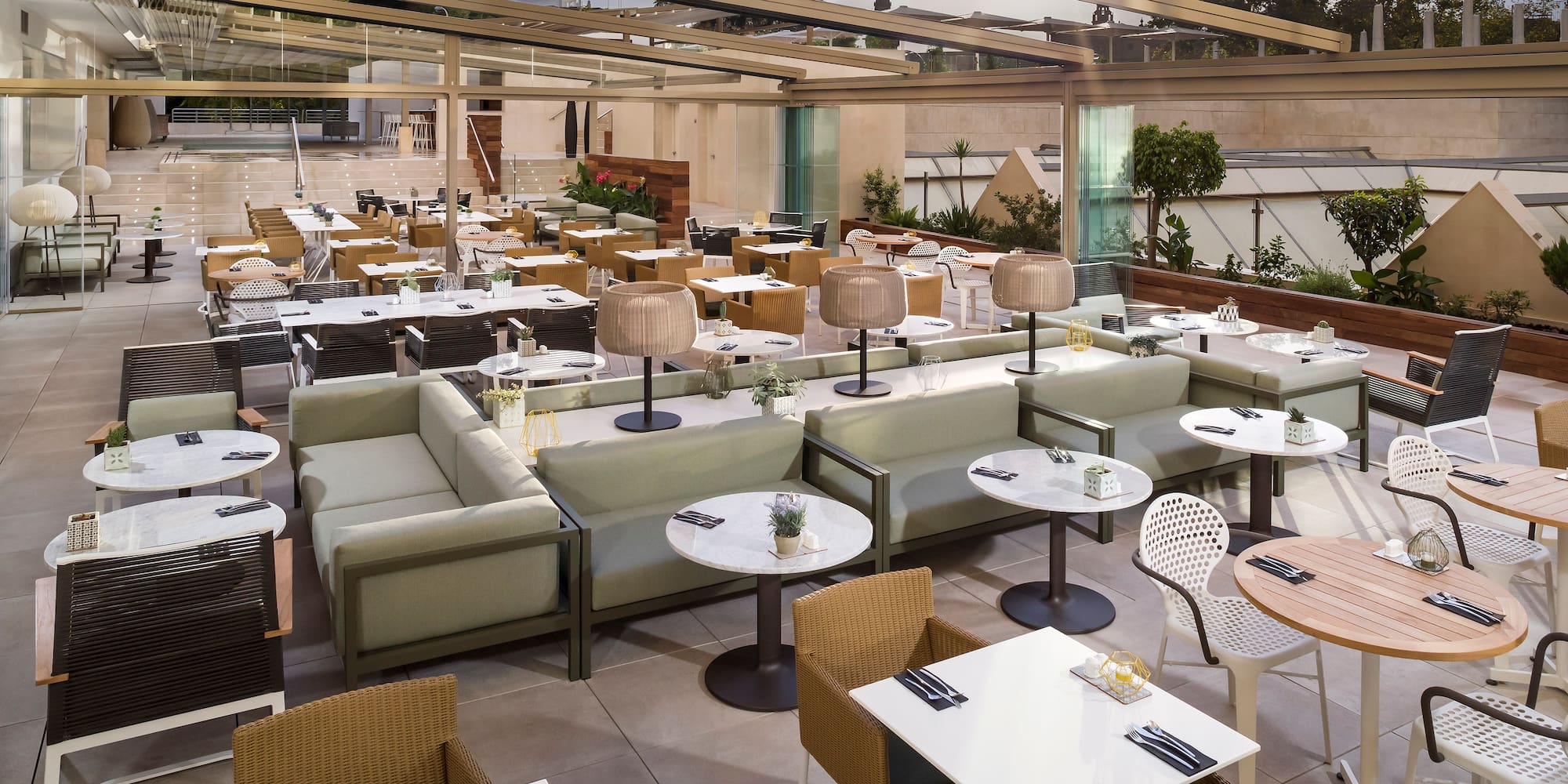 a restaurant with tables and chairs