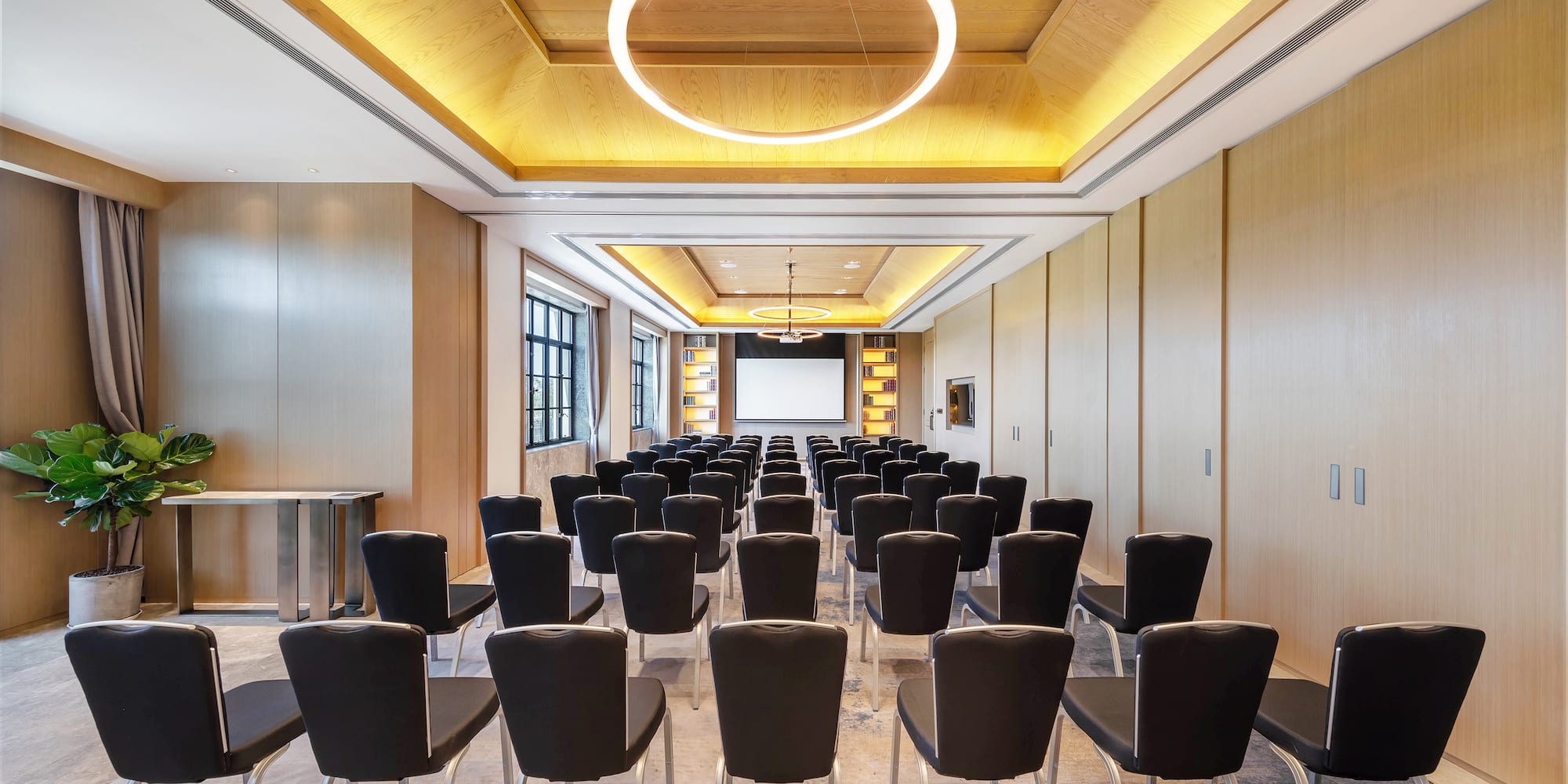 a room with many chairs