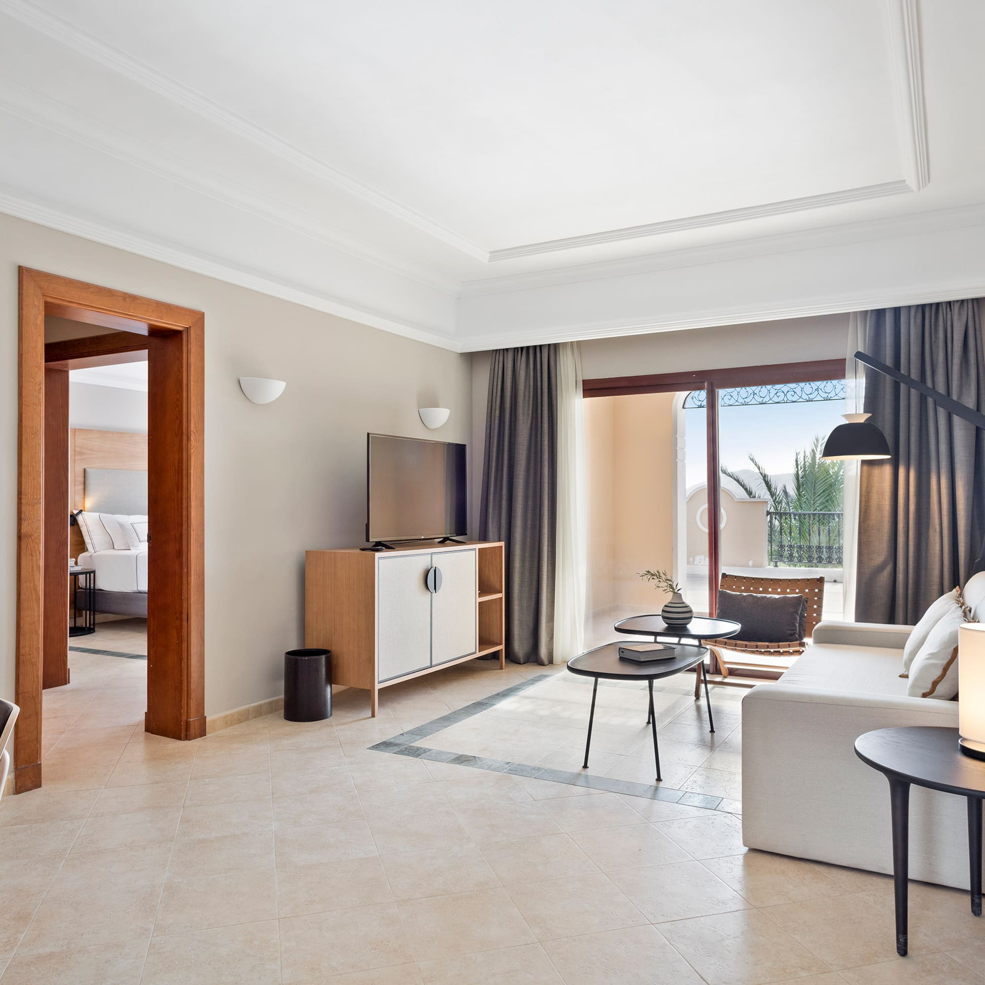 a room with a couch and a television